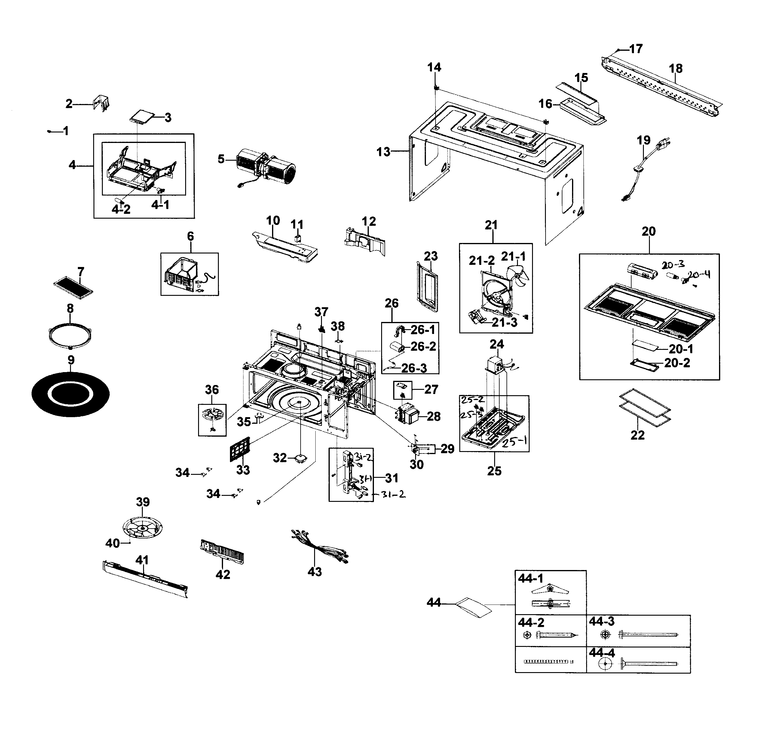 Samsung SMH1816S/XAA-00 cabinet assy diagram