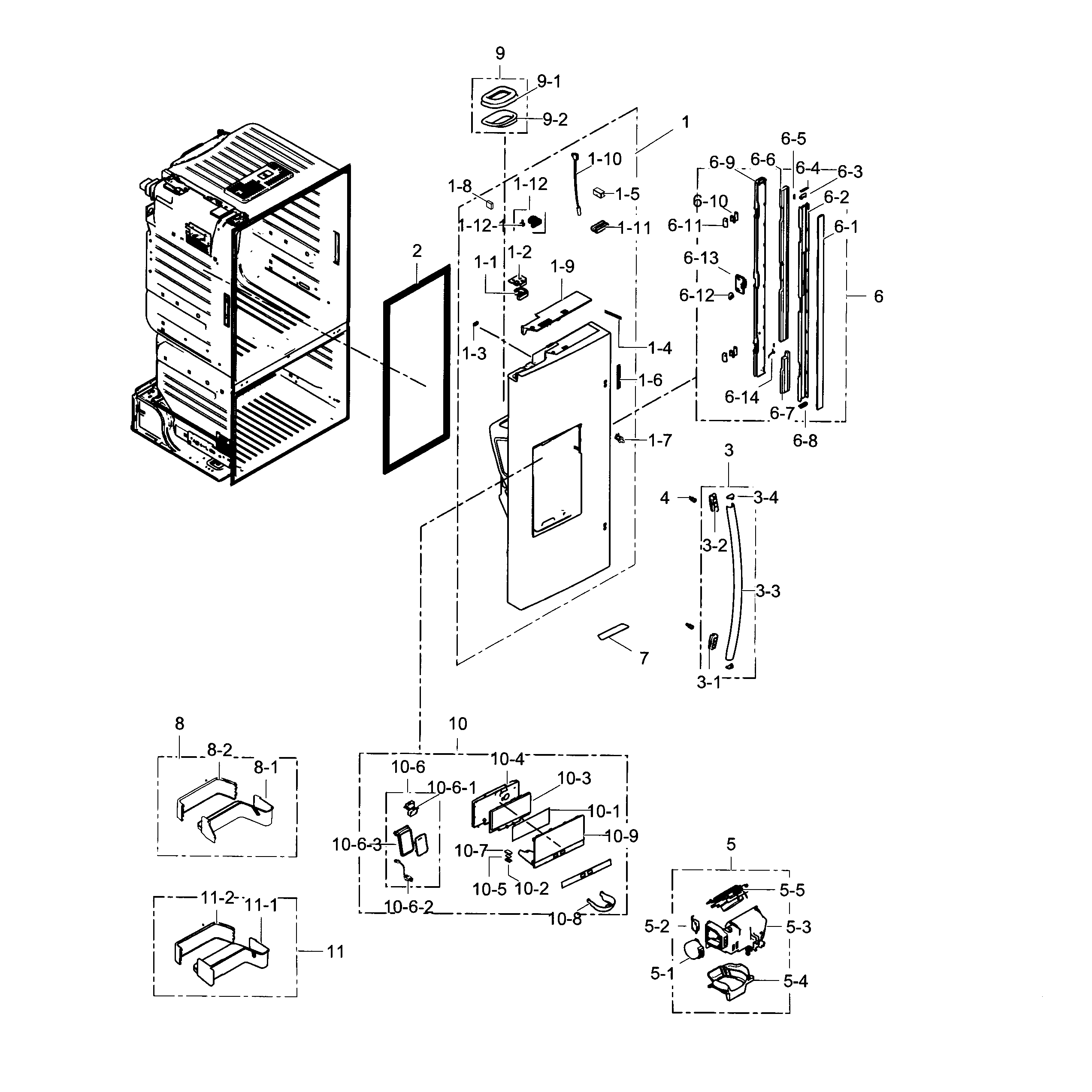 Samsung RF28HFEDTBC/AA-02 refrigerator door l diagram