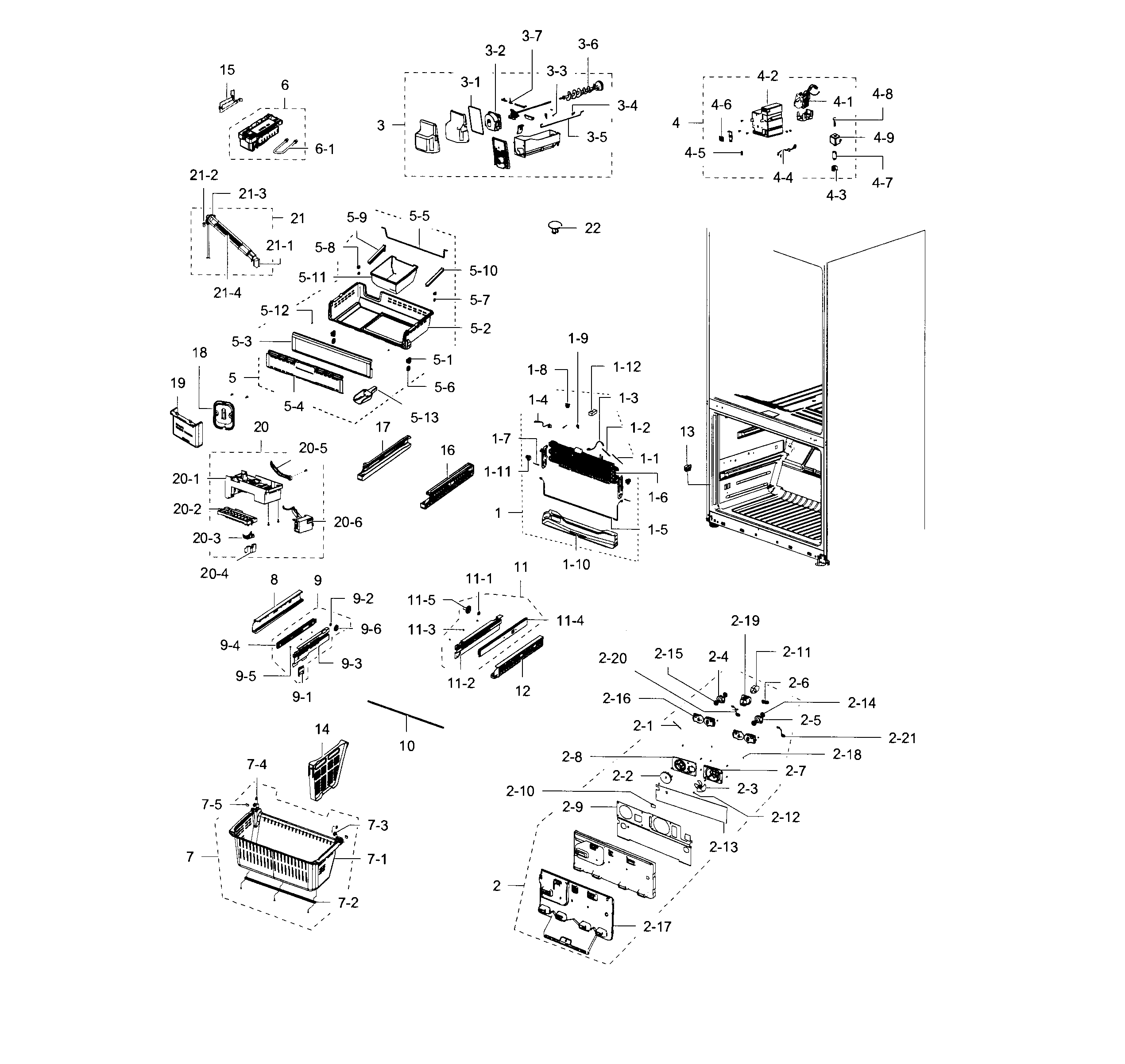 Samsung RFG238AABP/XAA-00 freezer diagram