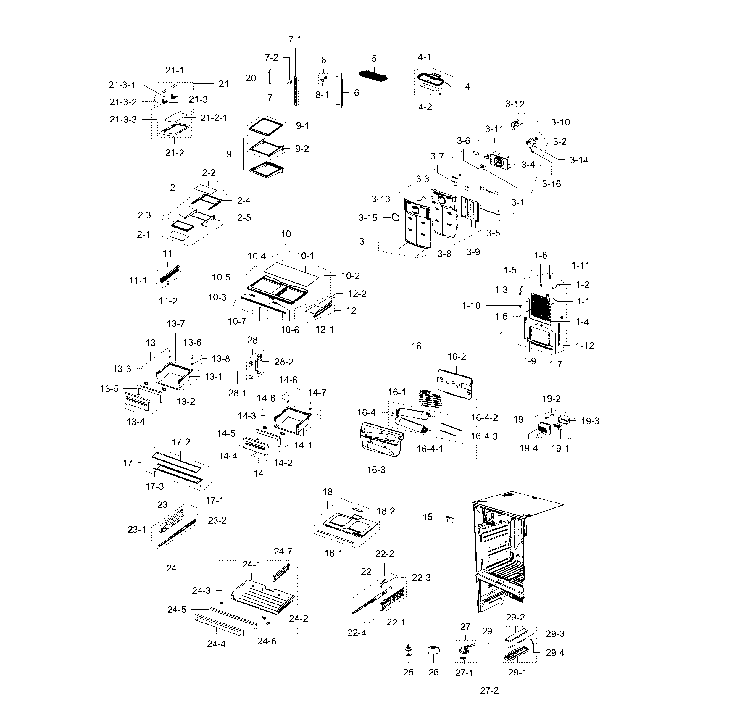 Samsung RFG238AABP/XAA-00 refrigerator diagram