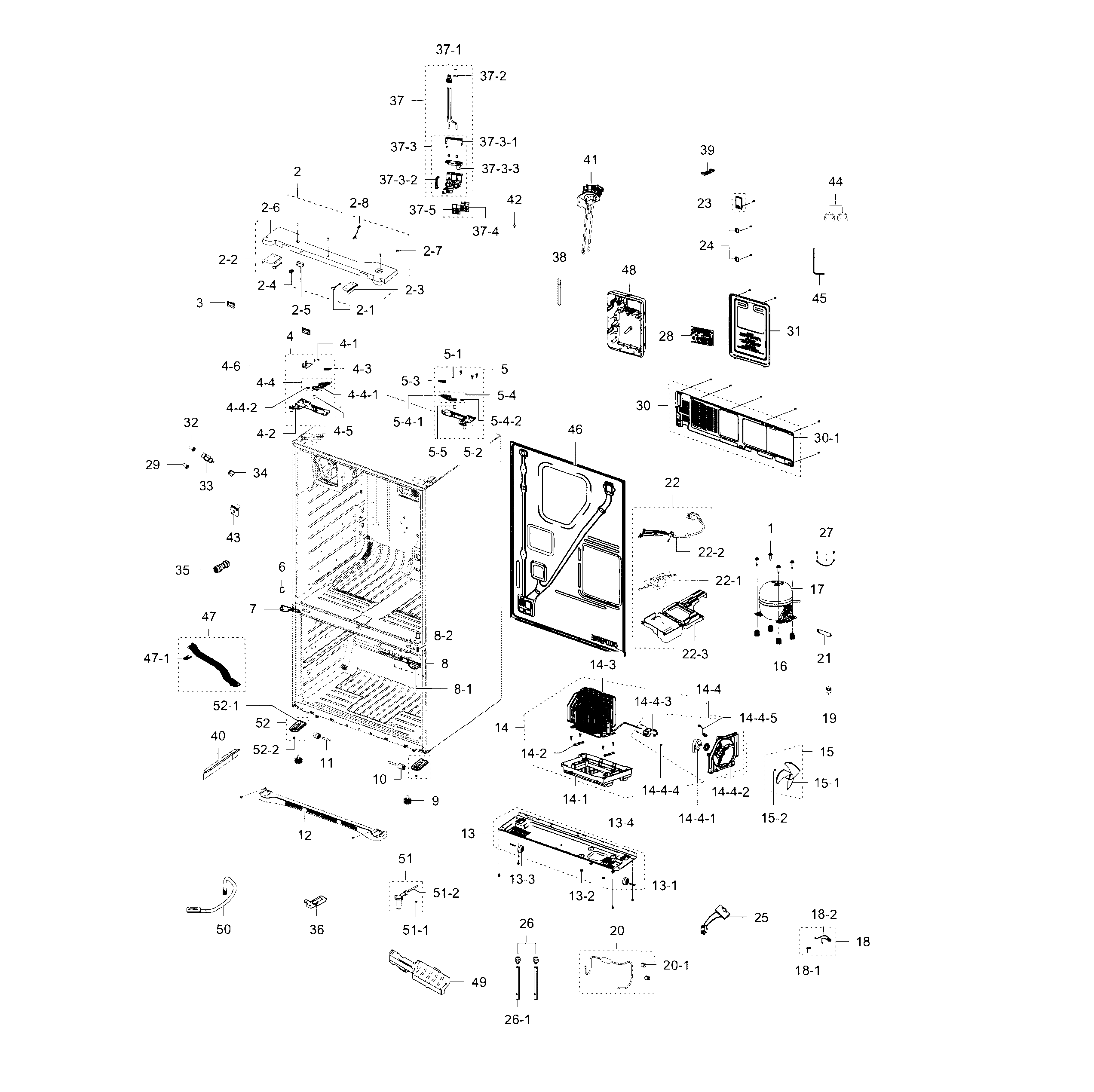 Samsung RFG238AABP/XAA-00 cabinet diagram