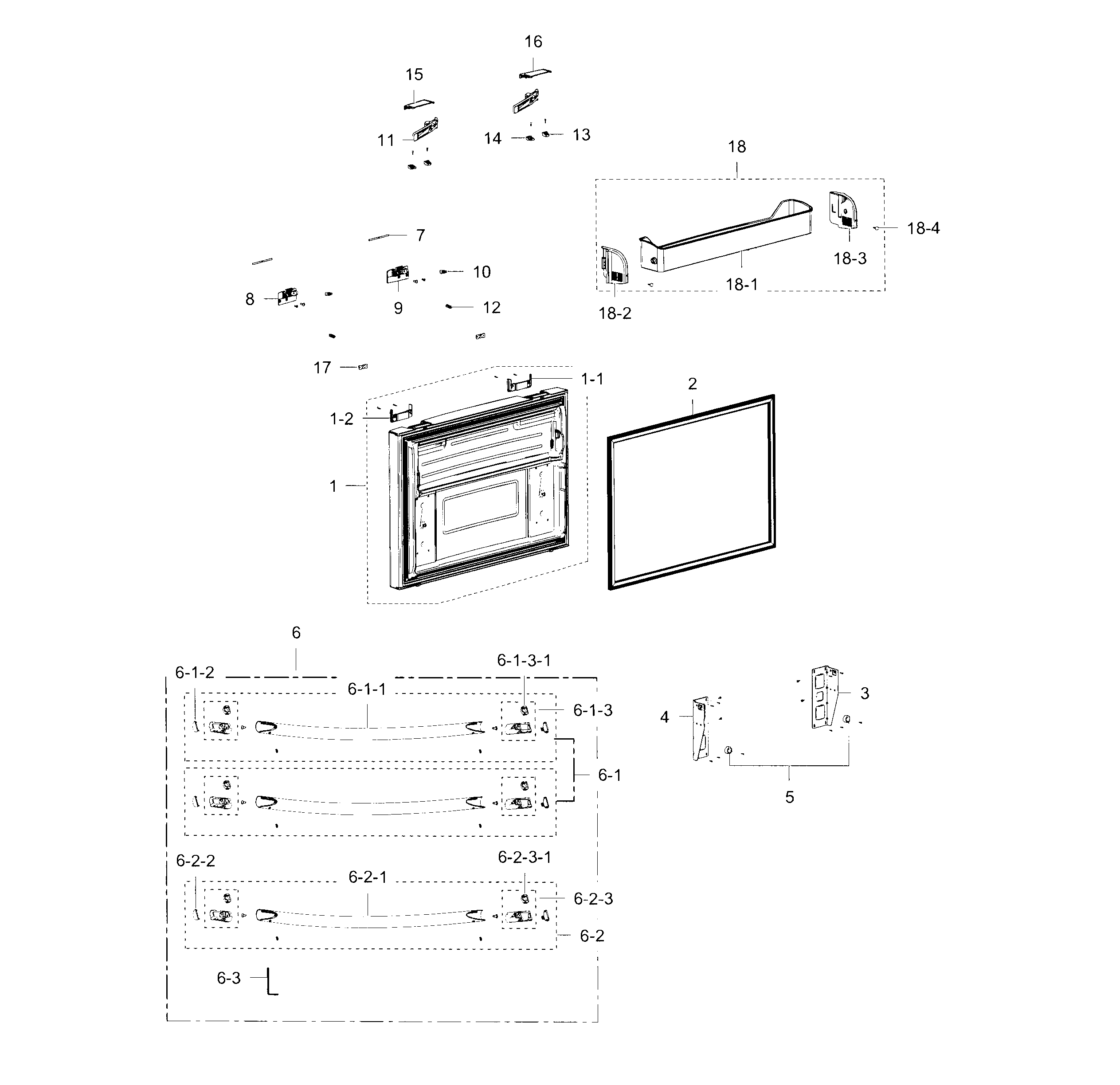 Samsung RFG238AABP/XAA-00 freezer door diagram