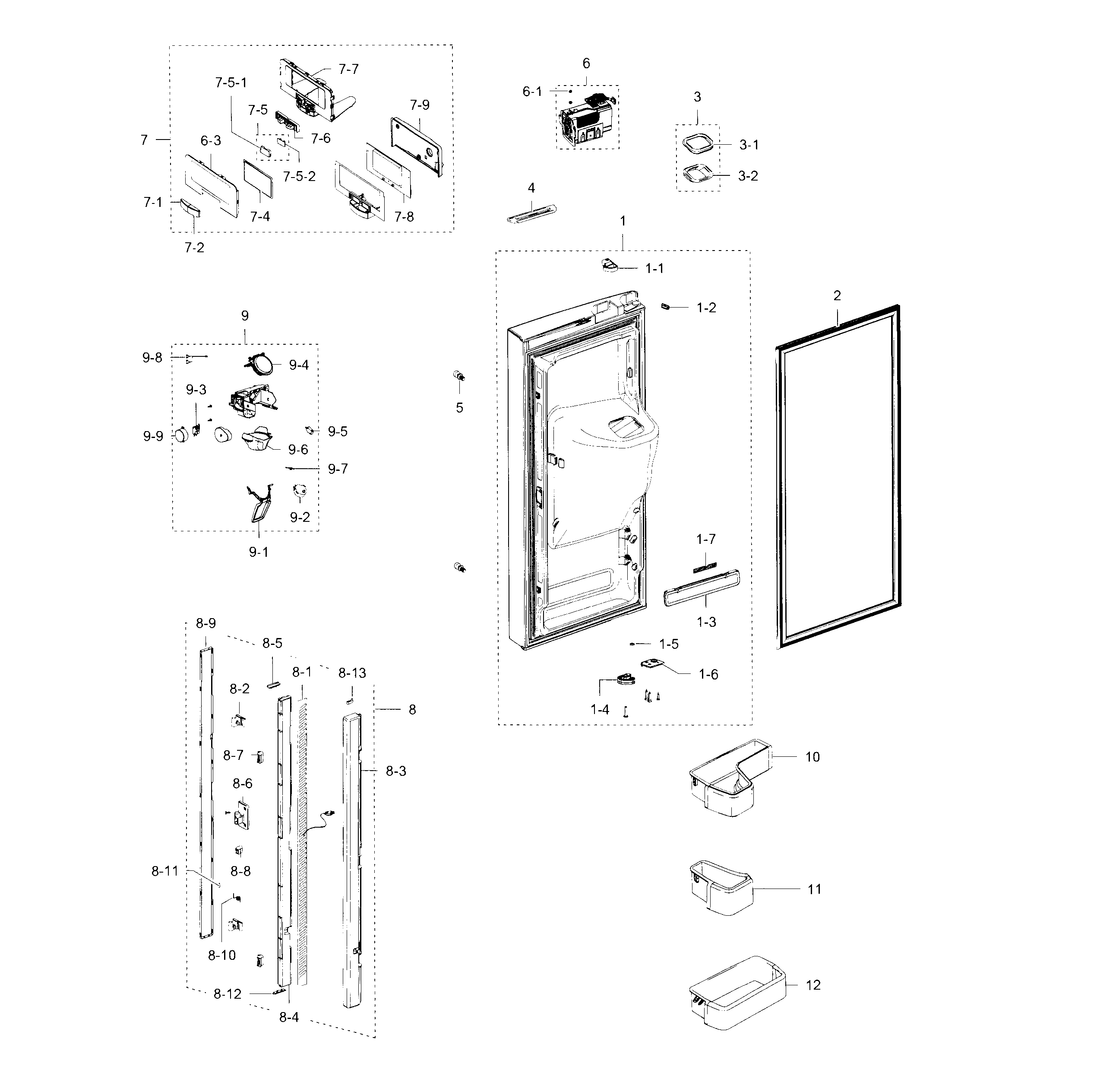 Samsung RFG238AABP/XAA-00 refrigerator door l diagram