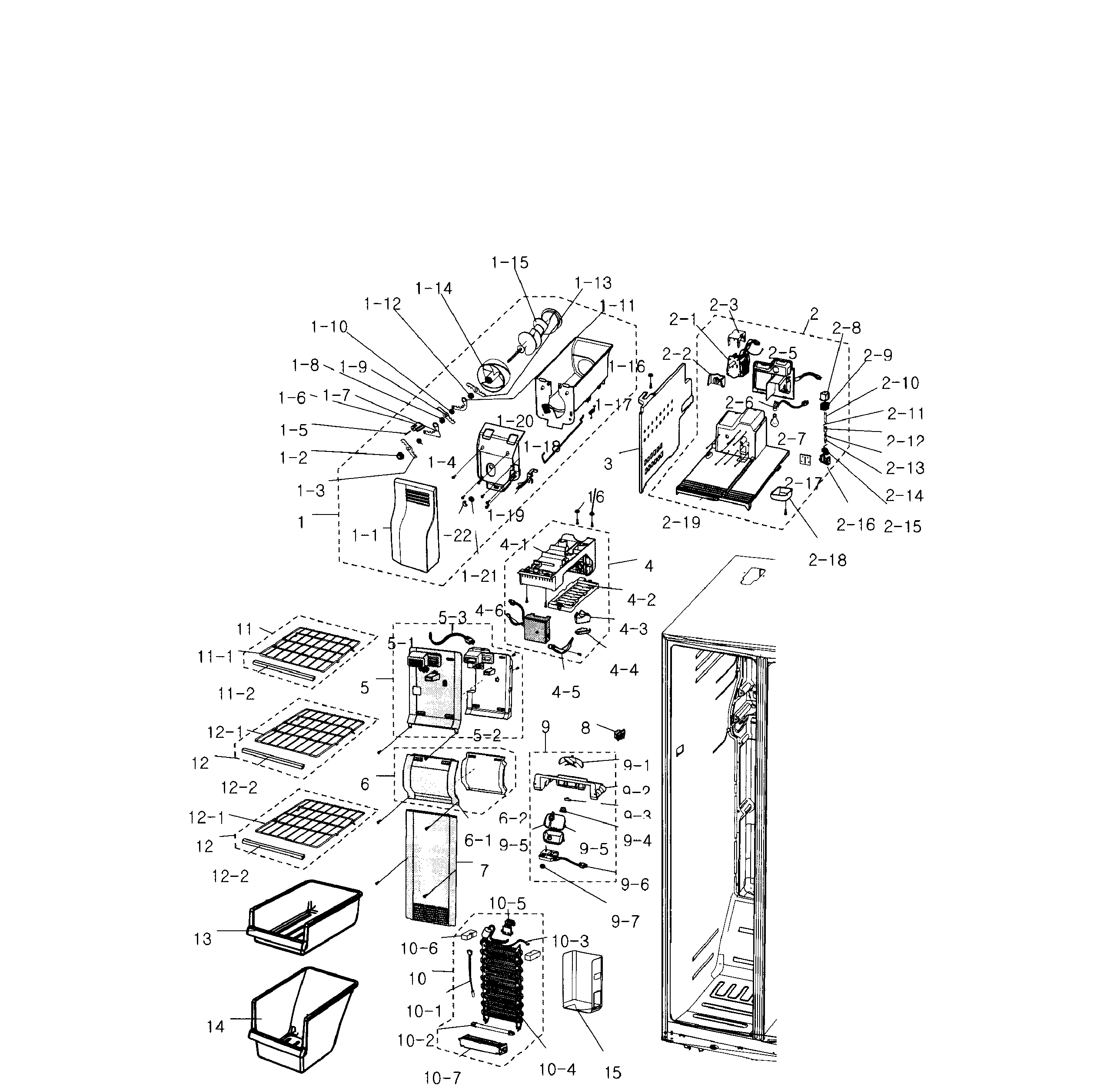 Samsung RS2530BBP/XAA-00 freezer diagram