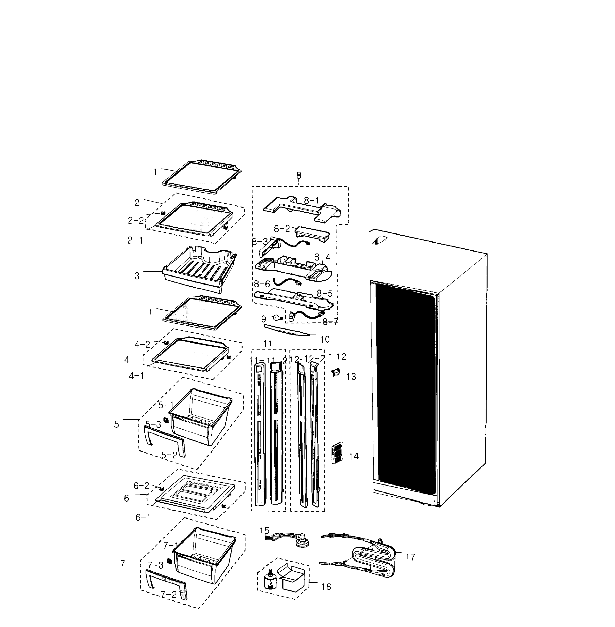Samsung RS2530BBP/XAA-00 refrigerator diagram