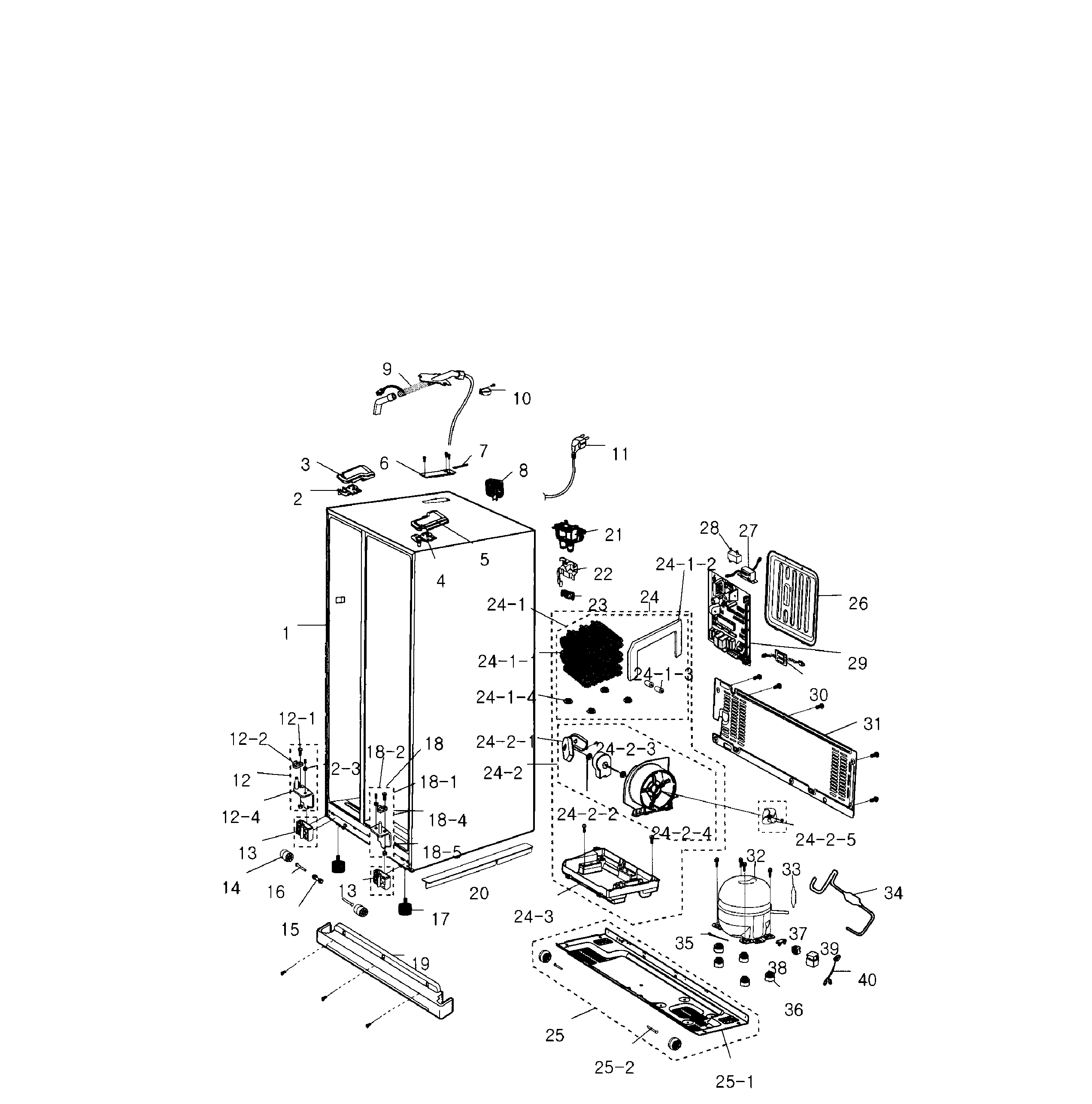 Samsung RS2530BBP/XAA-00 cabinet diagram