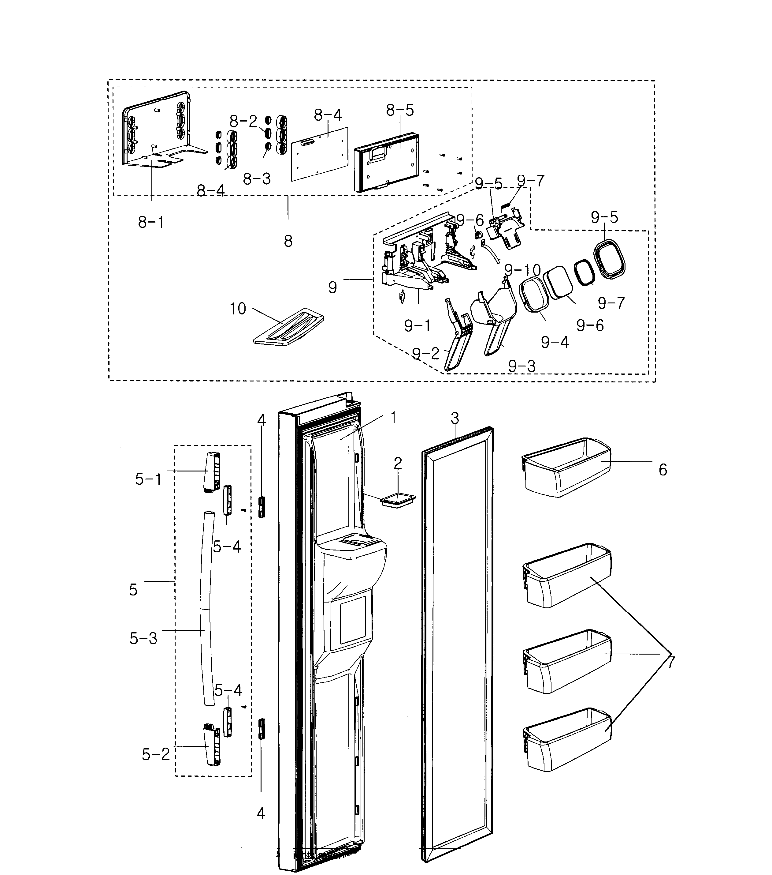 Samsung RS2530BBP/XAA-00 left door diagram