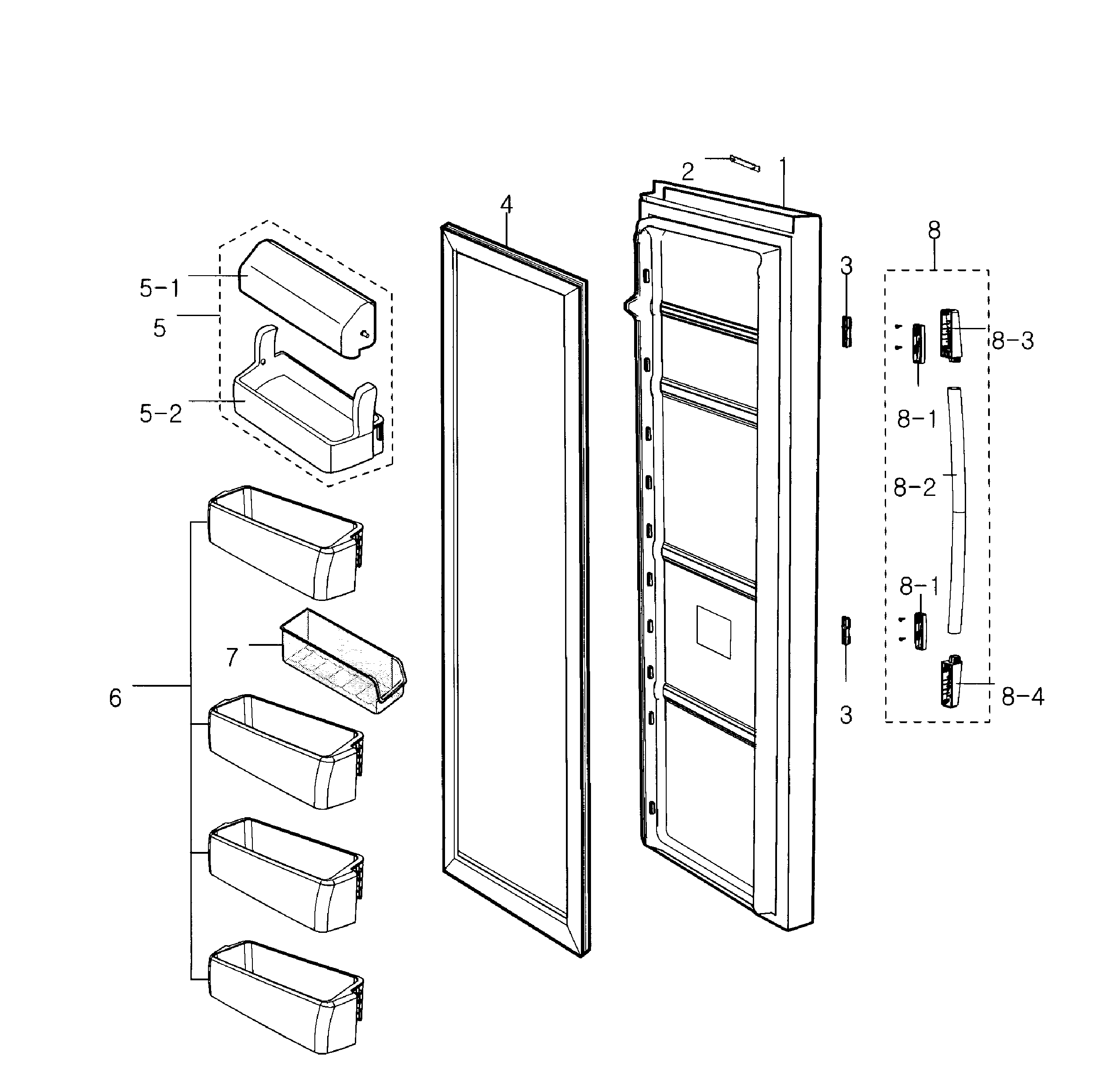 Samsung RS2530BBP/XAA-00 right door diagram