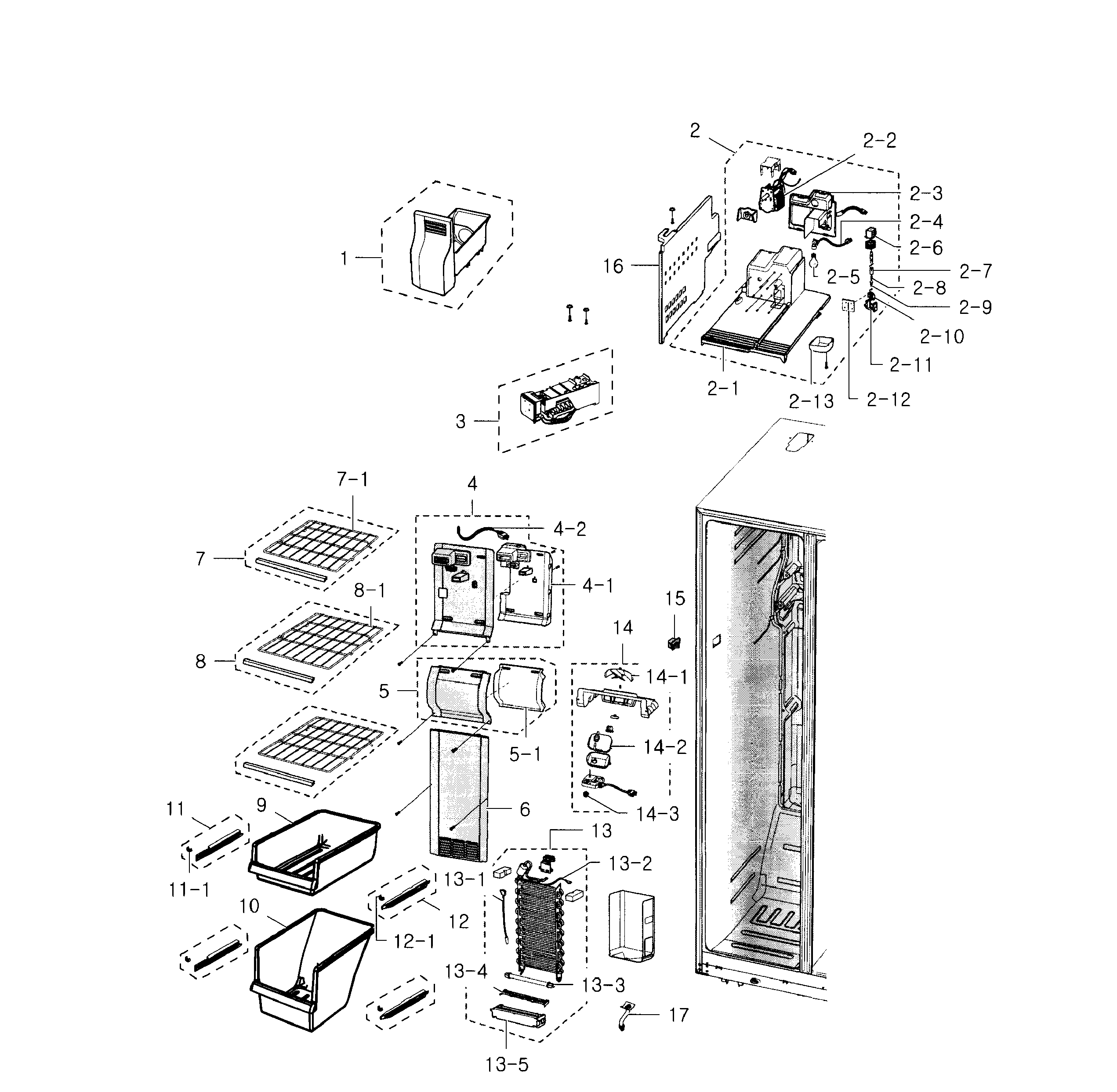 Samsung RS2530BWP/XAA-00 freezer diagram