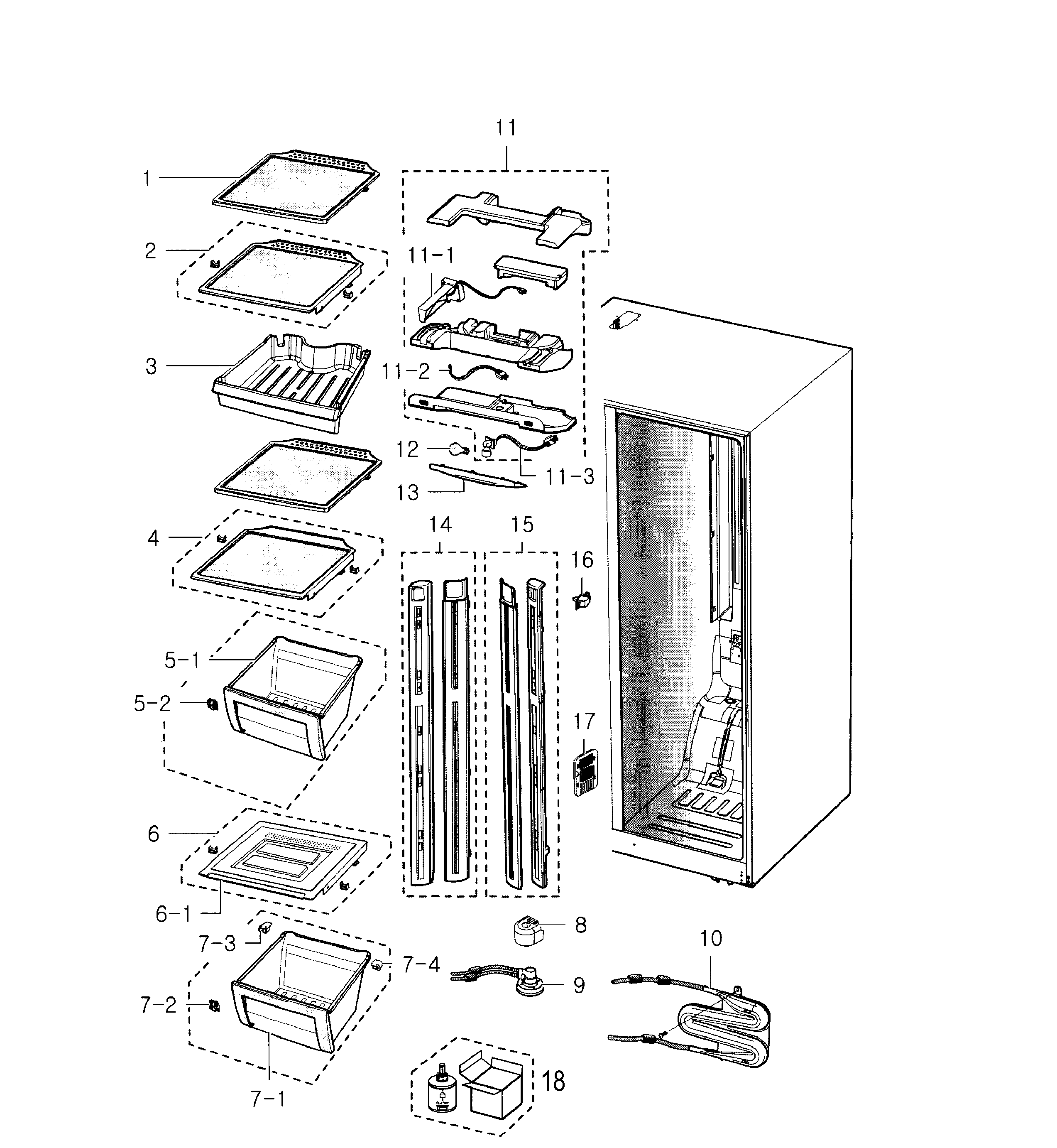 Samsung RS2530BWP/XAA-00 refrigerator diagram