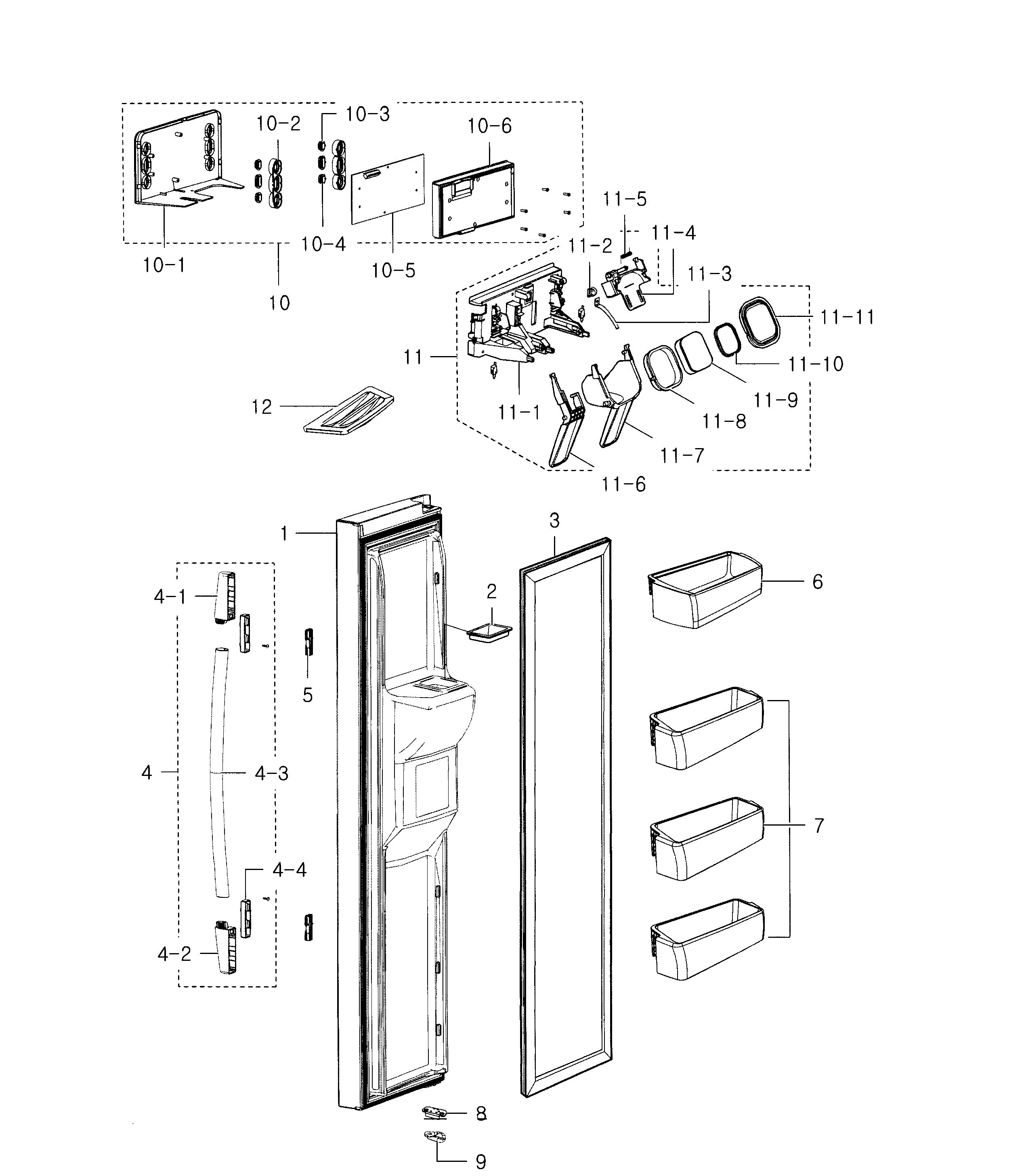 Samsung RS2530BWP/XAA-00 left door diagram