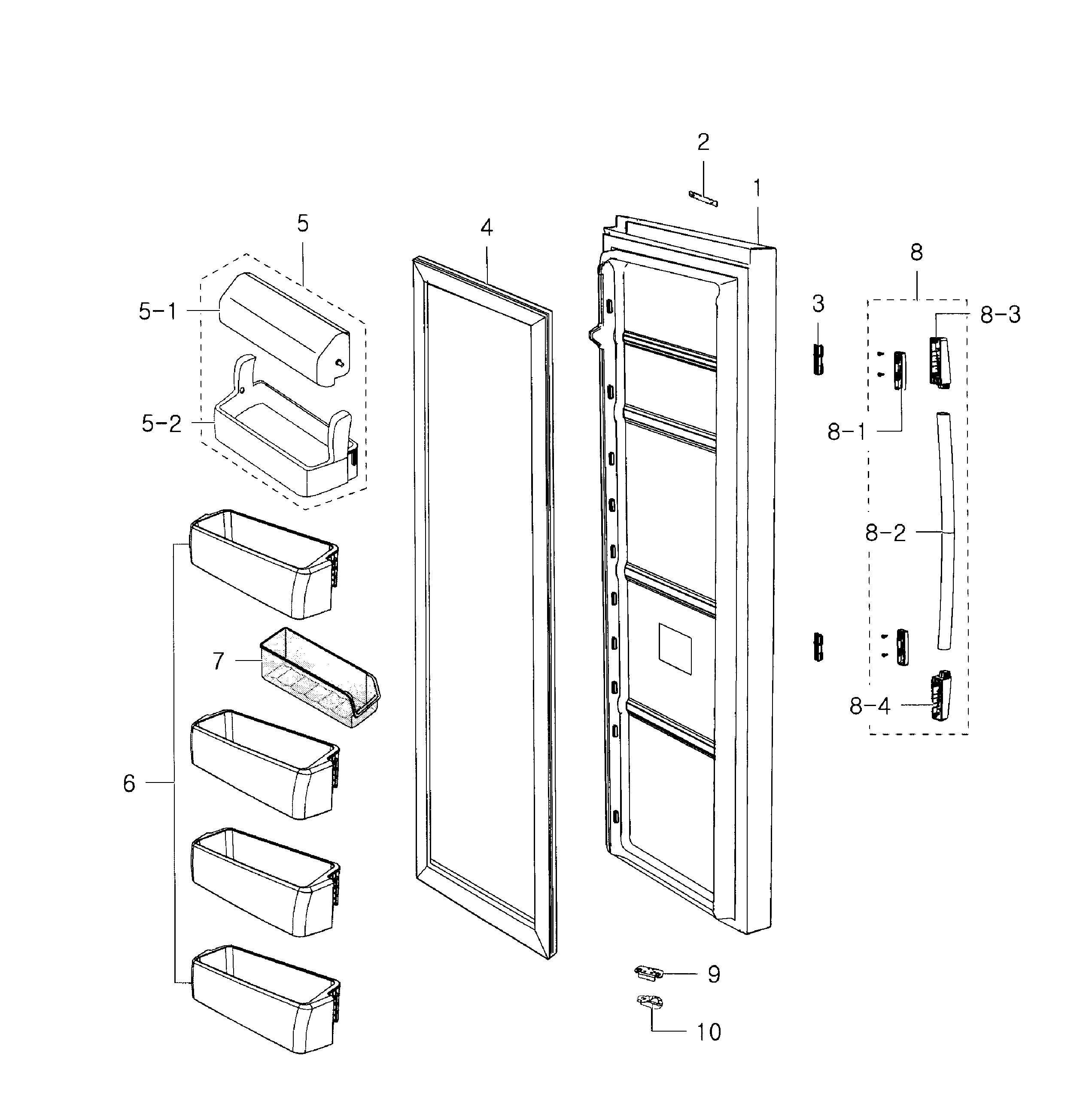 Samsung RS2530BWP/XAA-00 right door diagram