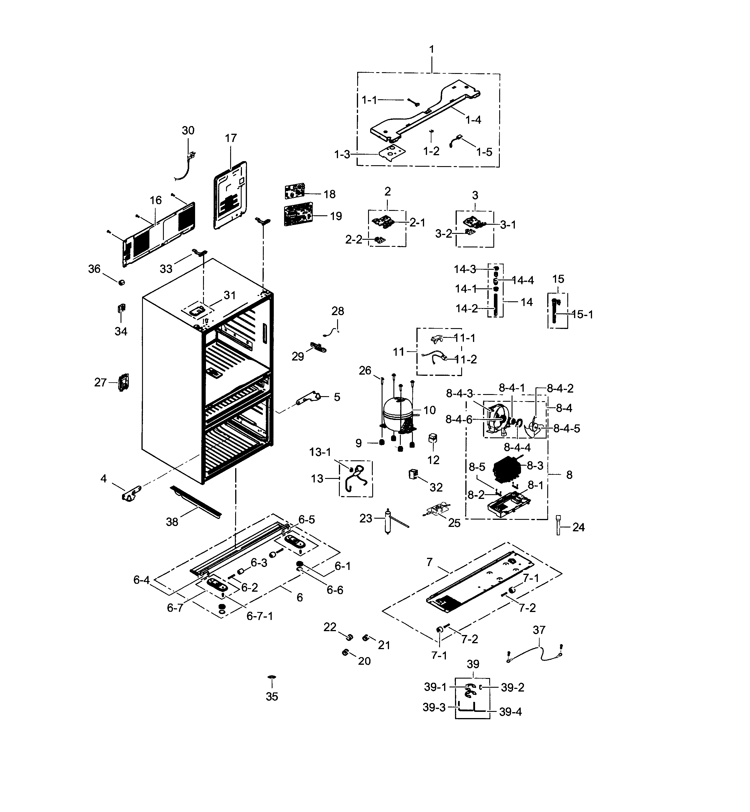 Samsung RF24FSEDBSR/AA-02 cabinet diagram