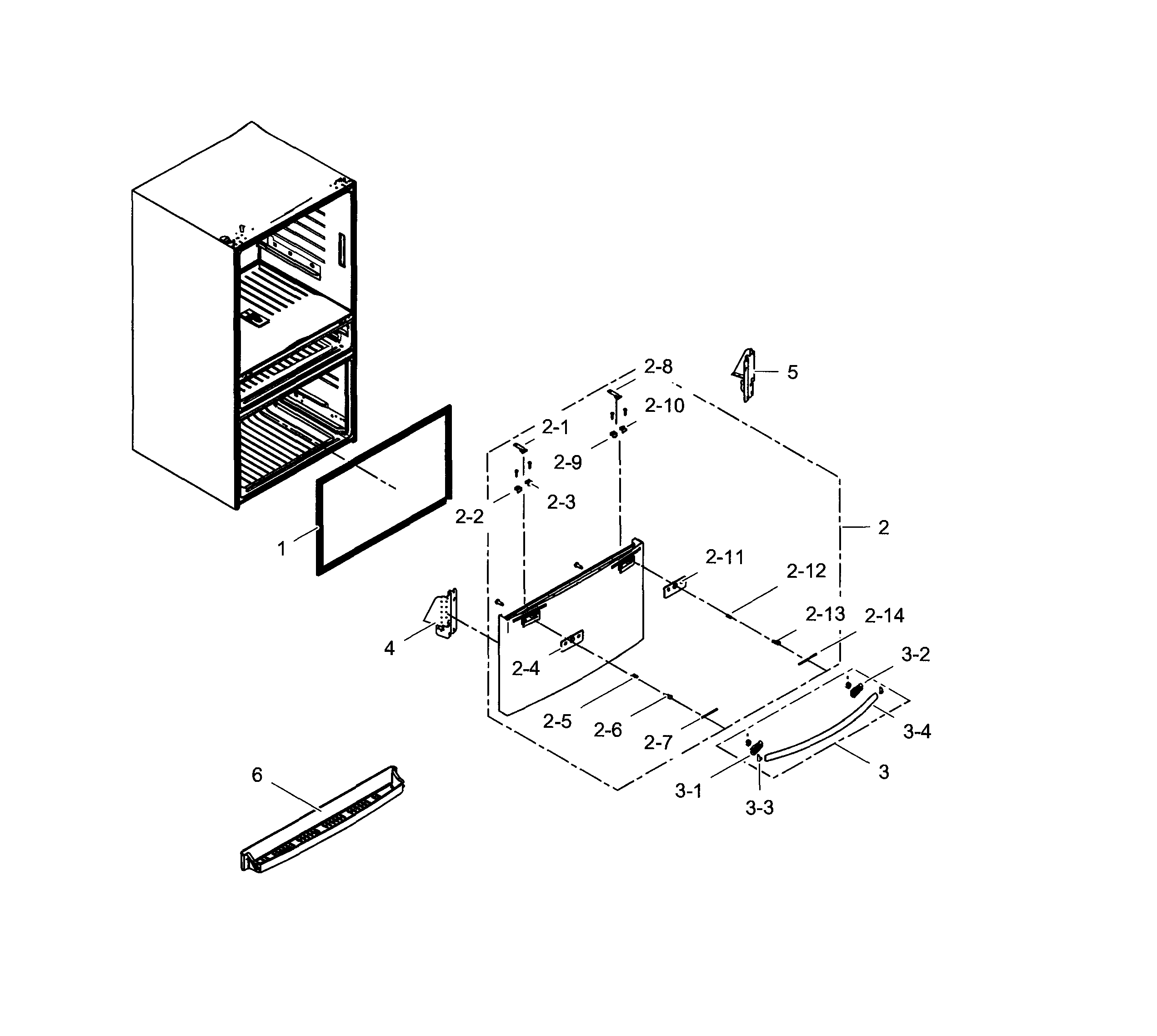 Samsung RF24FSEDBSR/AA-02 freezer door diagram