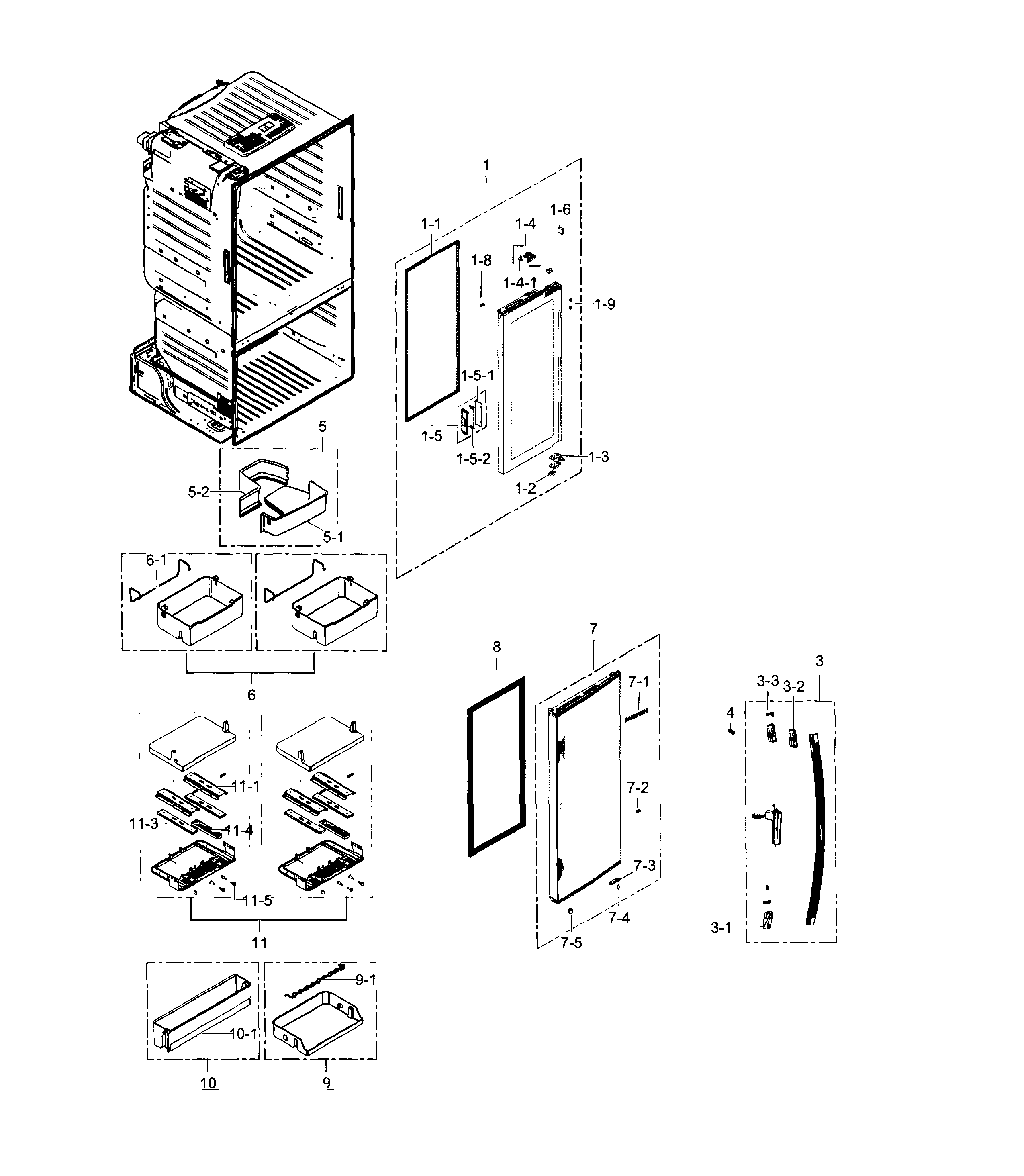Samsung RF28HDEDTSR/AA-02 refrigerator door r diagram