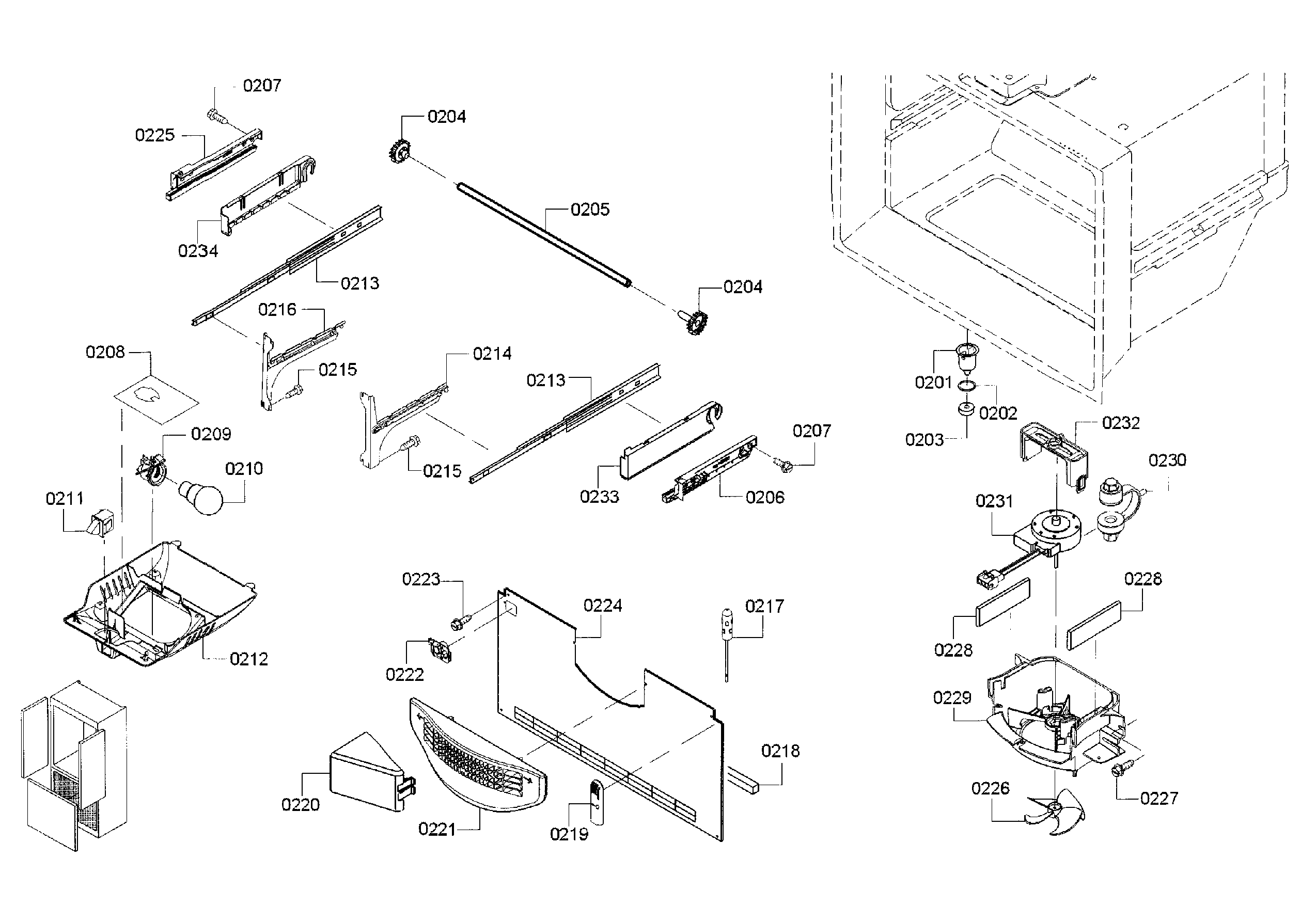 Bosch B22CT80SNS/01 freezer assy diagram