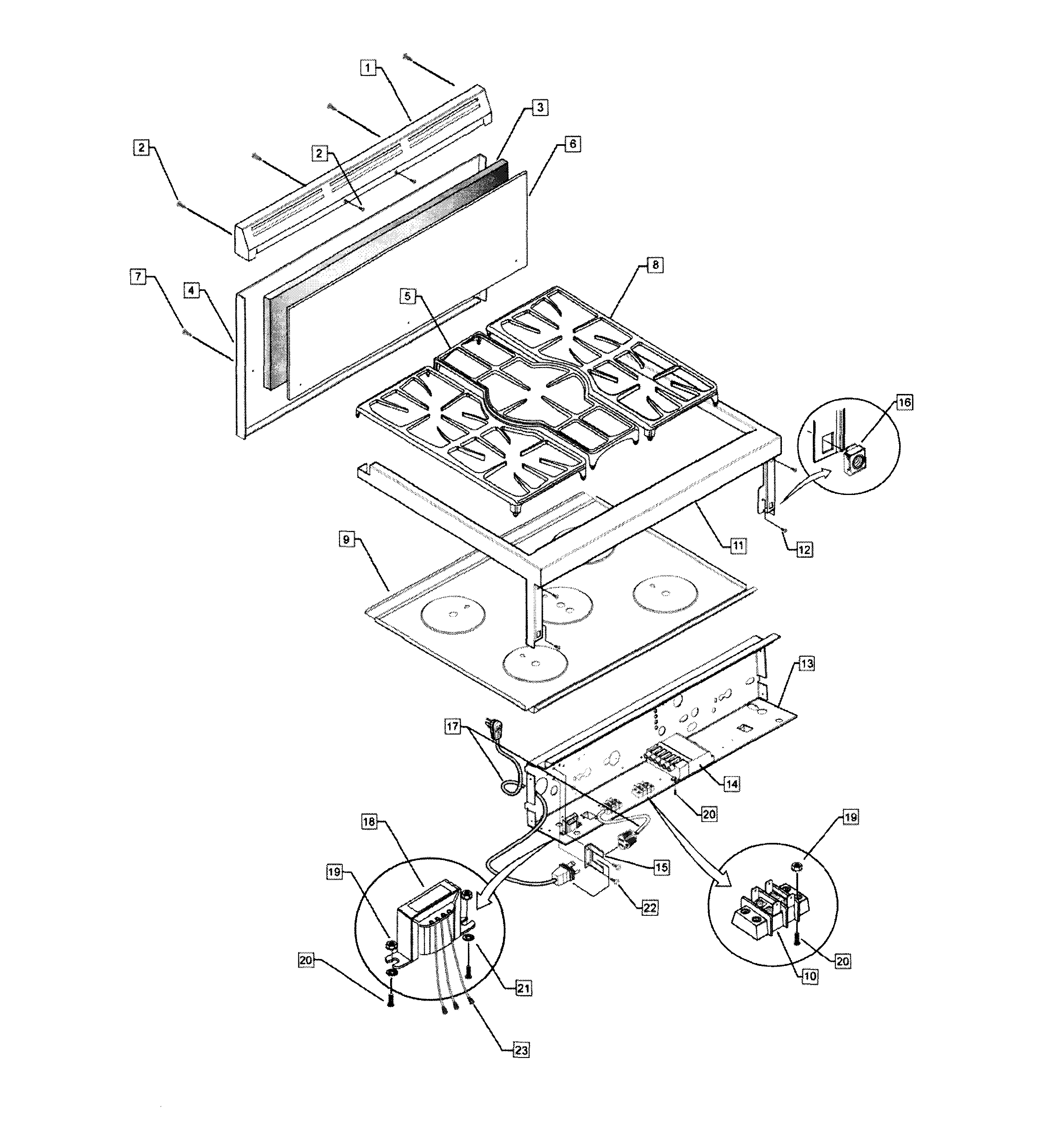 Fisher & Paykel OR30SLDGX1-70874-A main top diagram