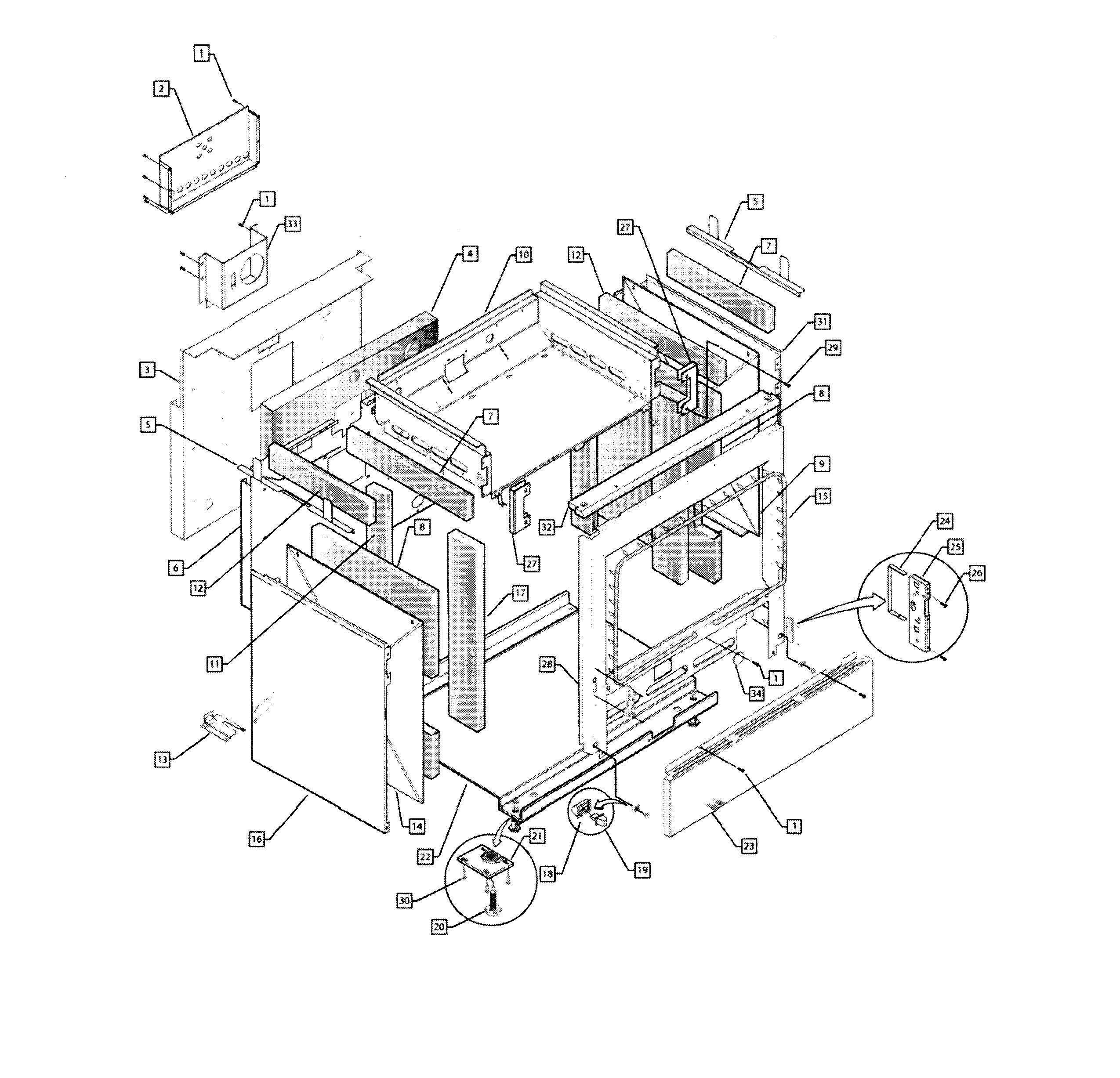 Fisher & Paykel OR30SLDGX1-70874-A base & frame diagram