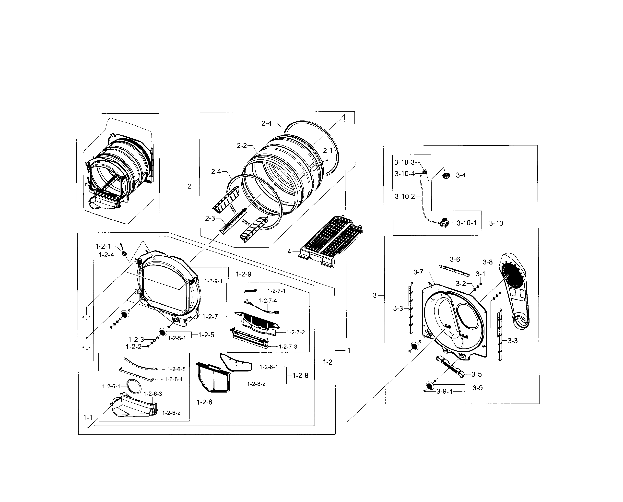Samsung DV5471AGW/XAA-02 drum diagram