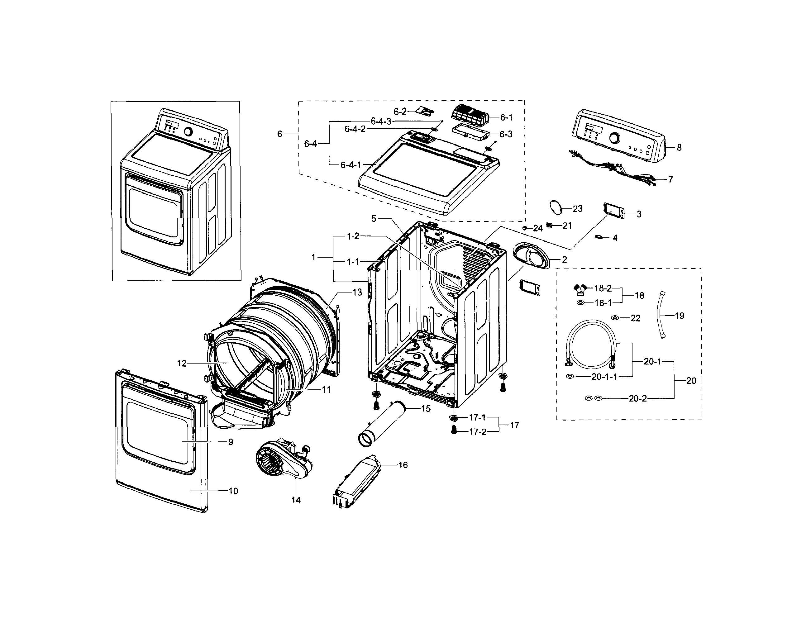 Samsung DV5471AEW/XAA-00 main assy diagram