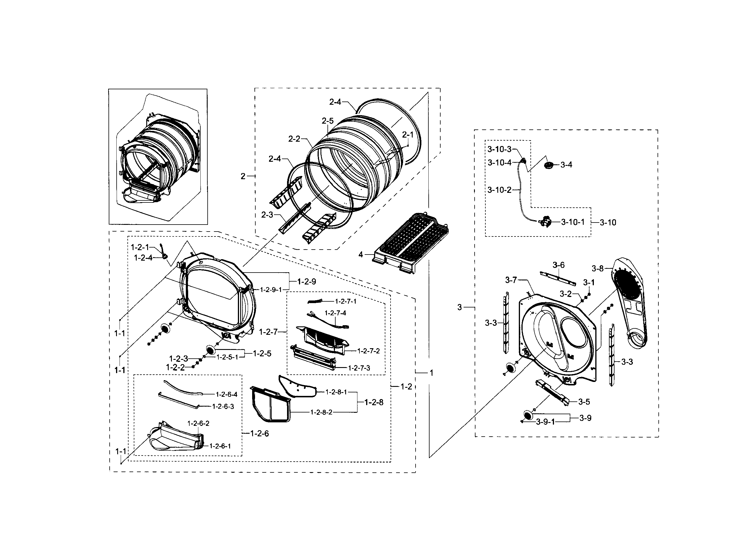 Samsung DV5471AEW/XAA-00 drum diagram
