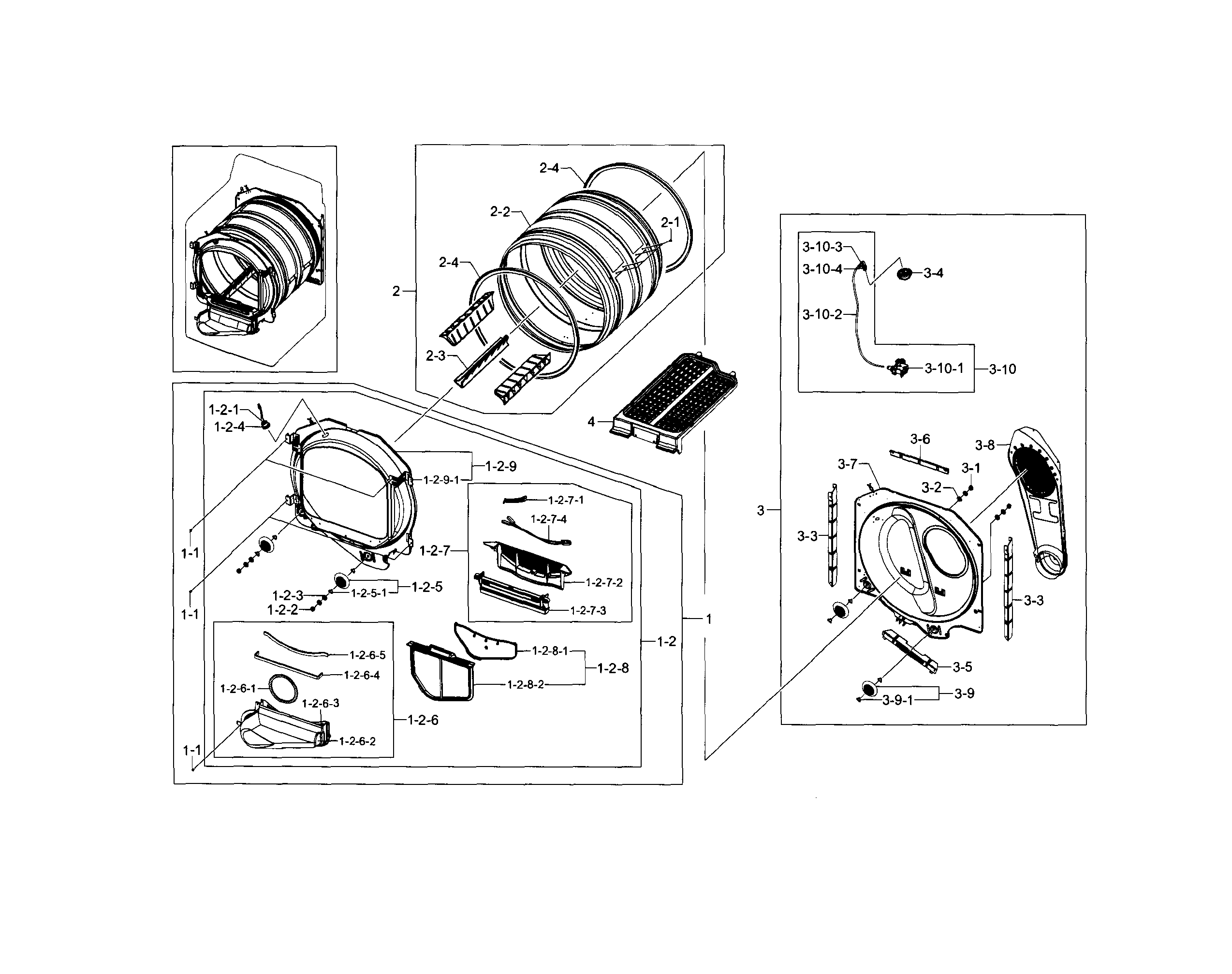 Samsung DV5471AEW/XAA-01 drum diagram