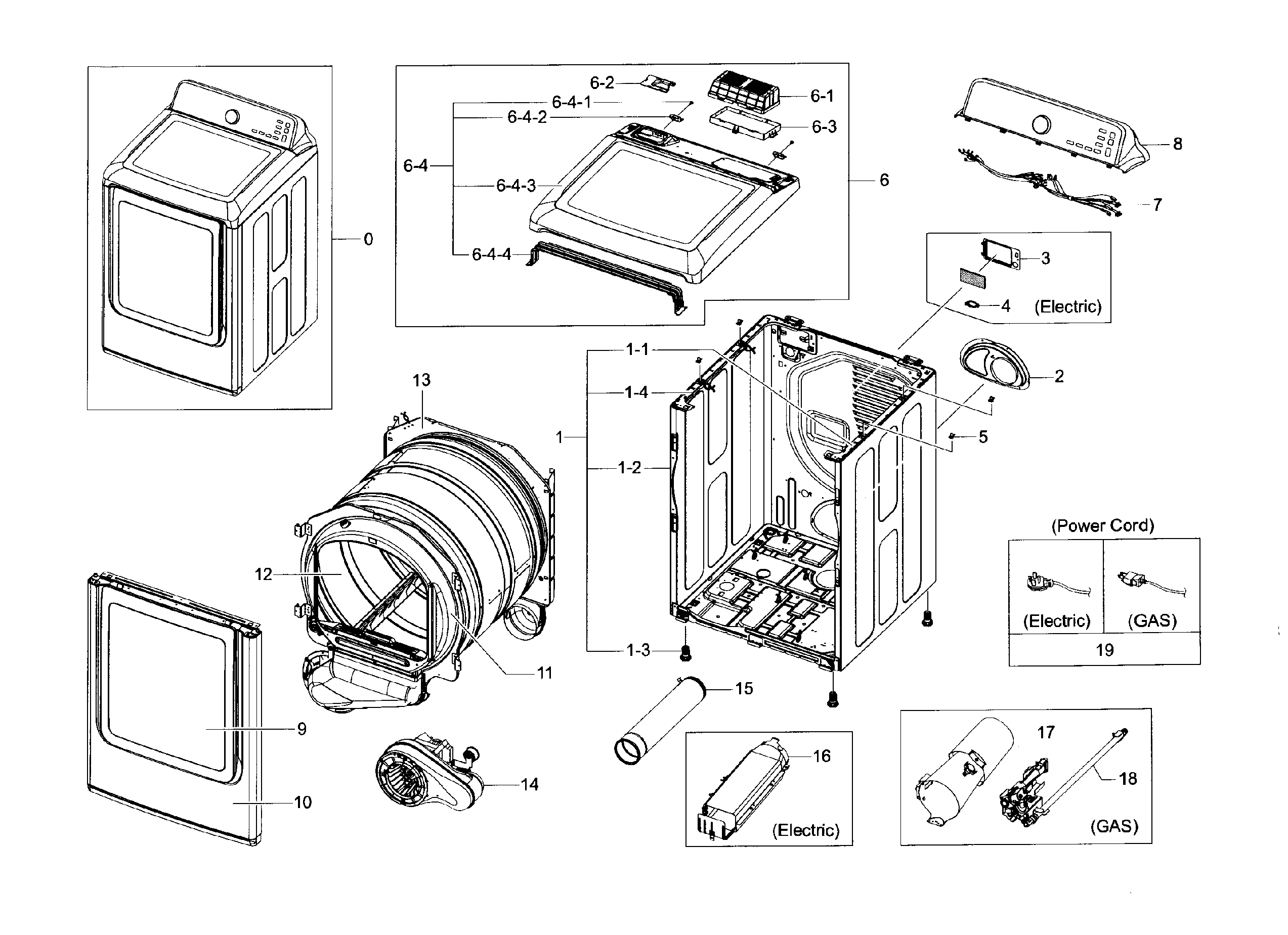 Samsung DV48H7400EP/A2-00 main assy diagram