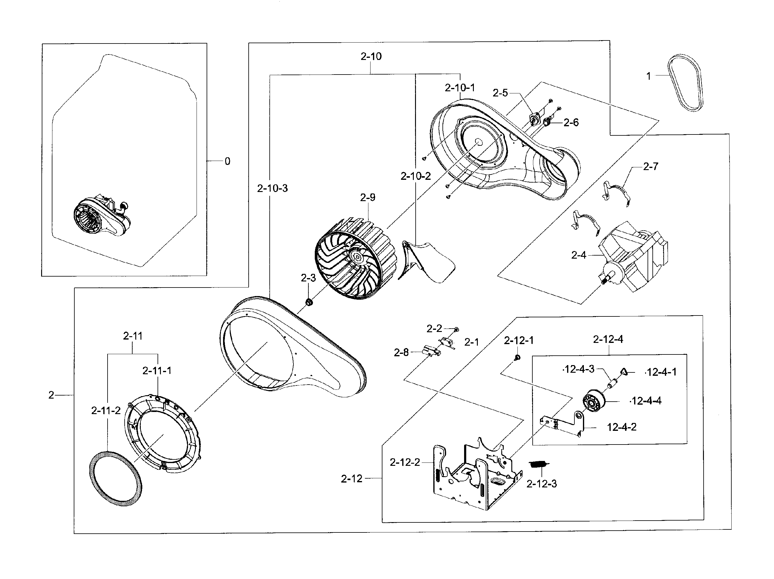 Samsung DV48H7400EP/A2-00 motor duct diagram