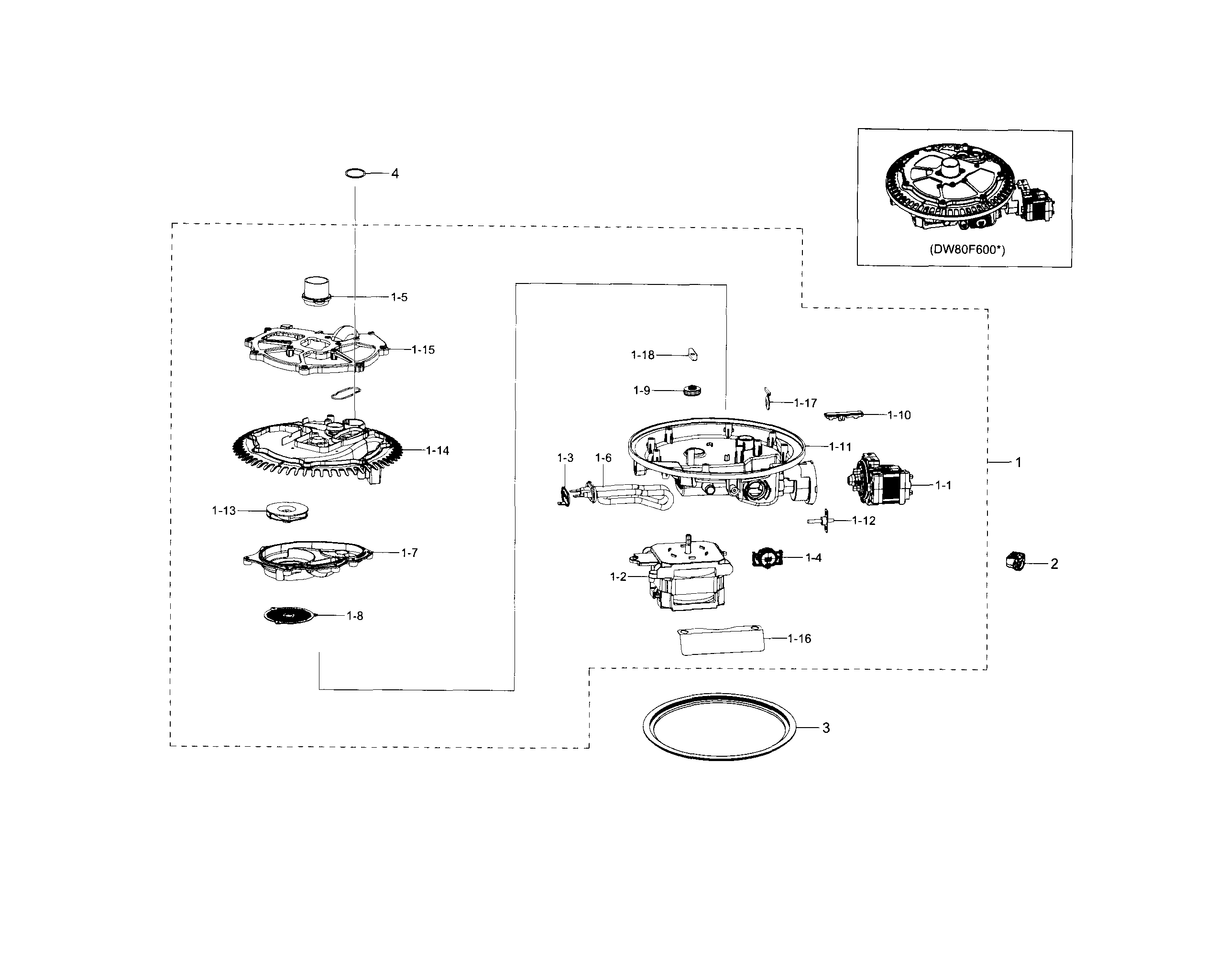Samsung DW80F600UTS/AA-01 sump diagram