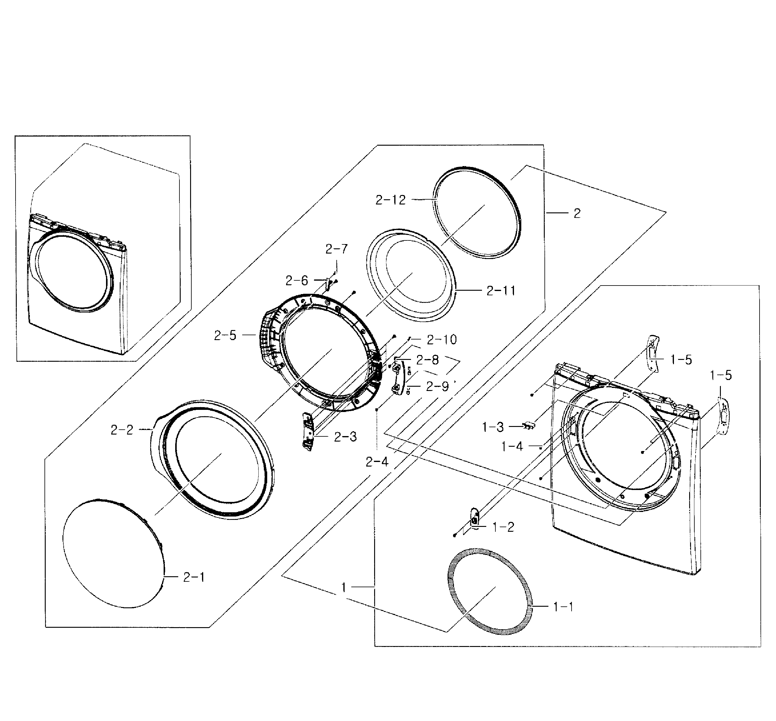 Samsung DV331AER/XAA-01 frame front & door diagram