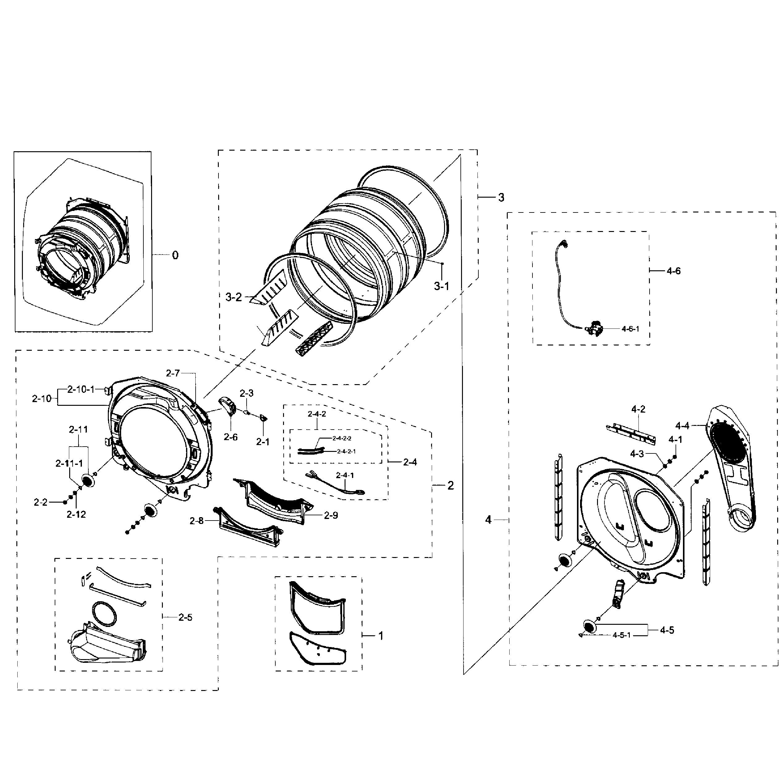 Samsung DV331AER/XAA-03 drum diagram