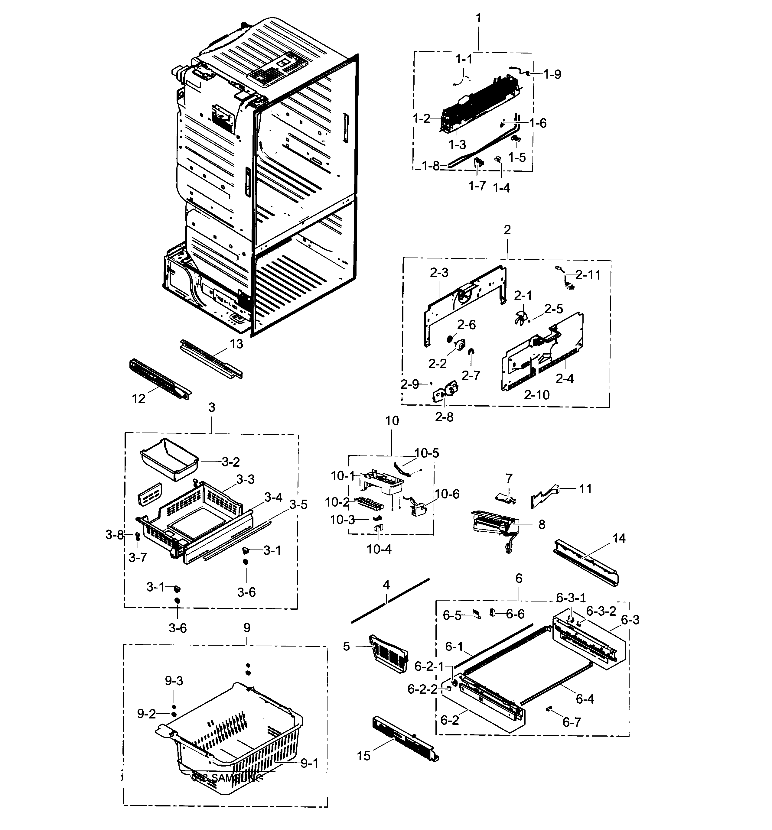 Samsung RF30HDEDTSR/AA-03 freezer diagram