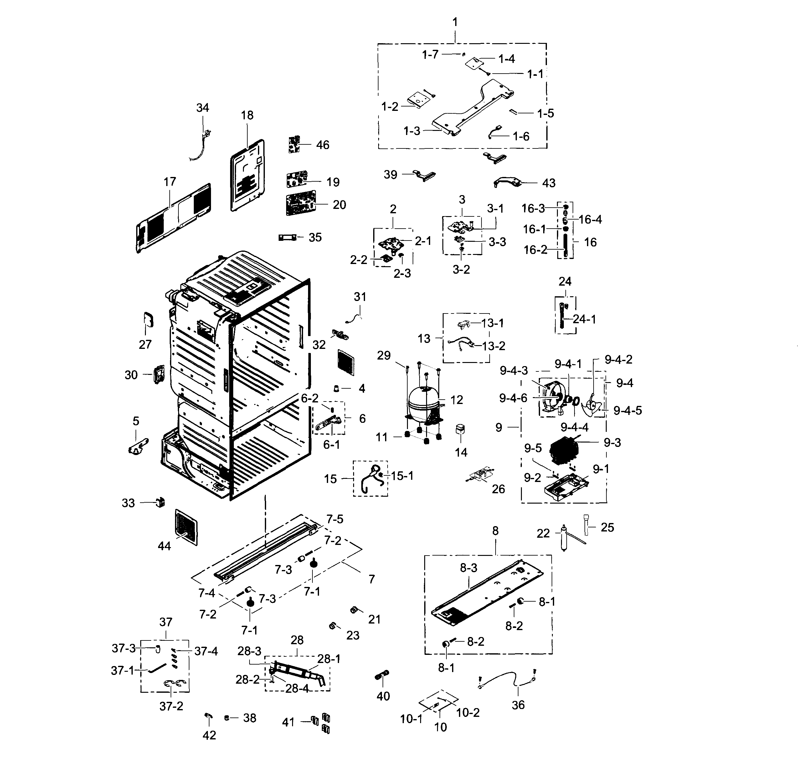 Samsung RF30HDEDTSR/AA-03 cabinet diagram
