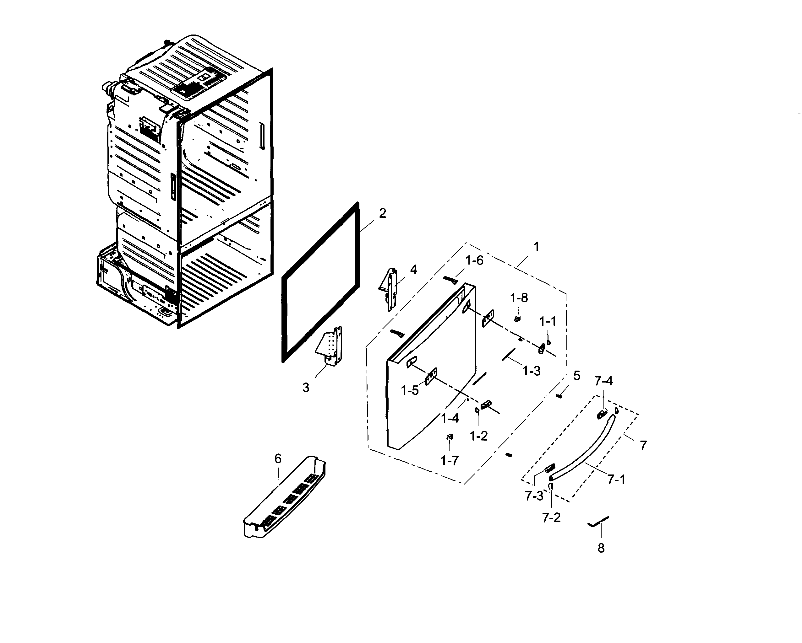 Samsung RF30HDEDTSR/AA-03 freezer door diagram
