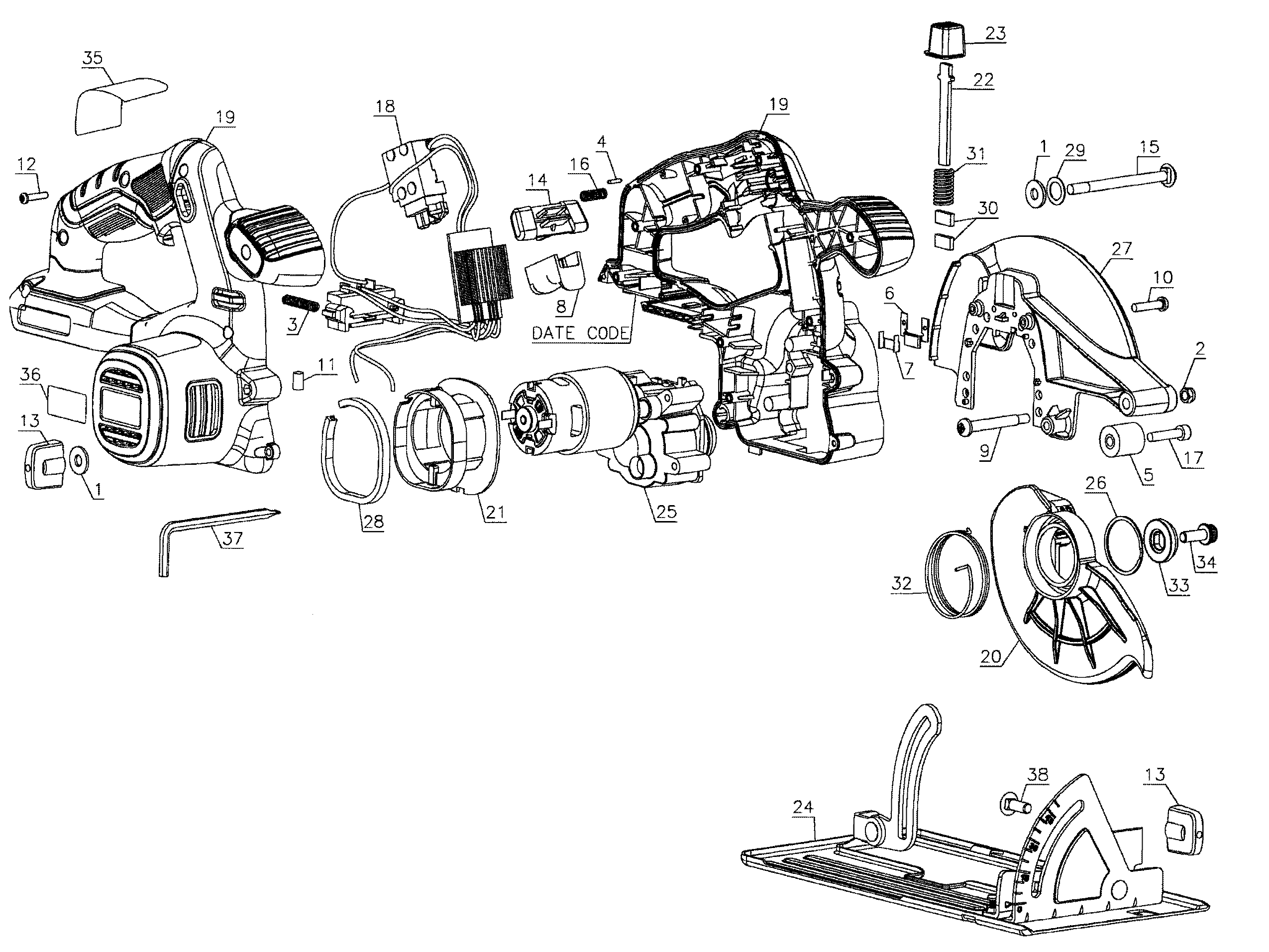 Black & Decker BDCCS20B TYPE 1 saw diagram