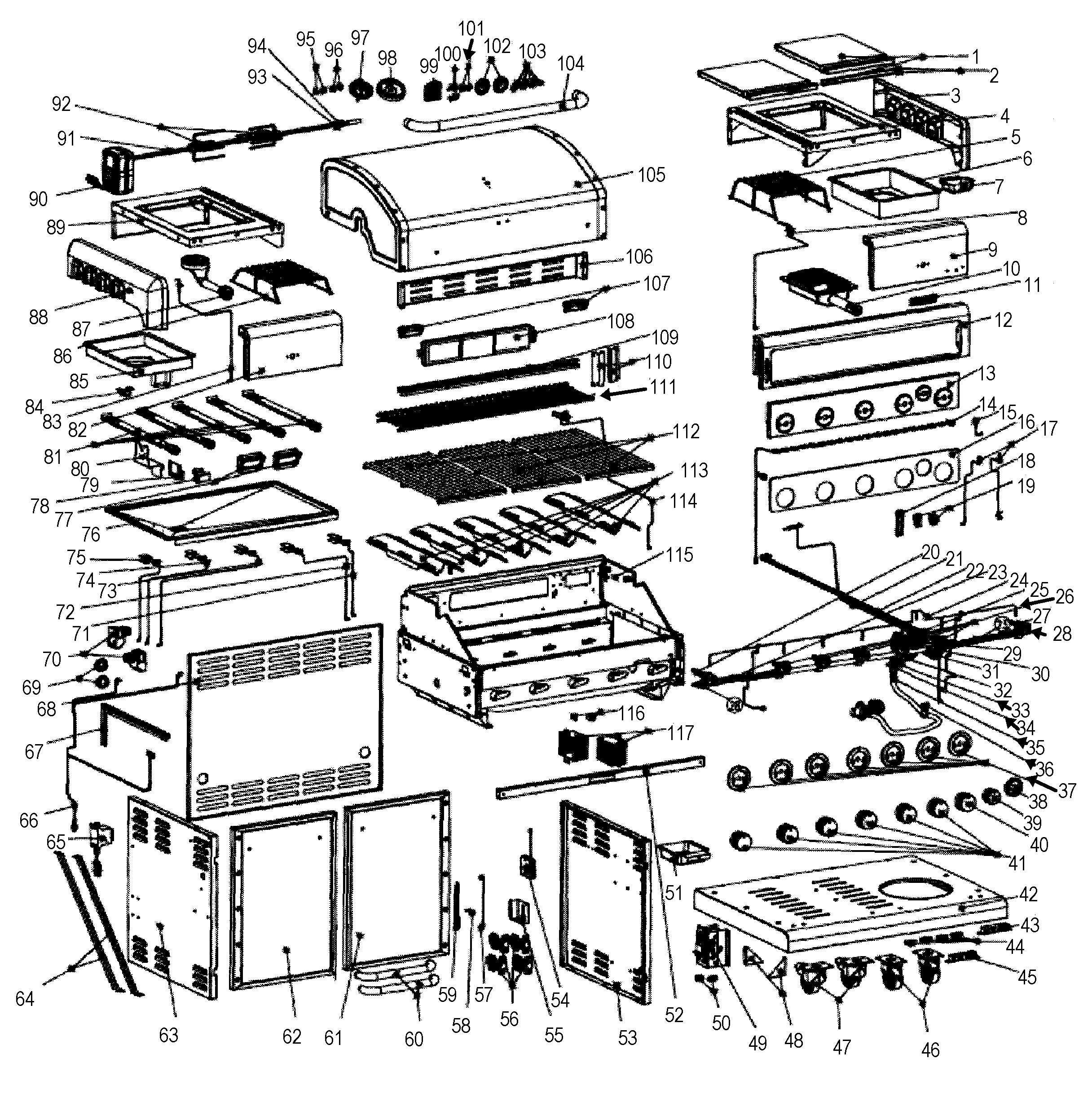 Kenmore Elite 14630212510 grill assy diagram