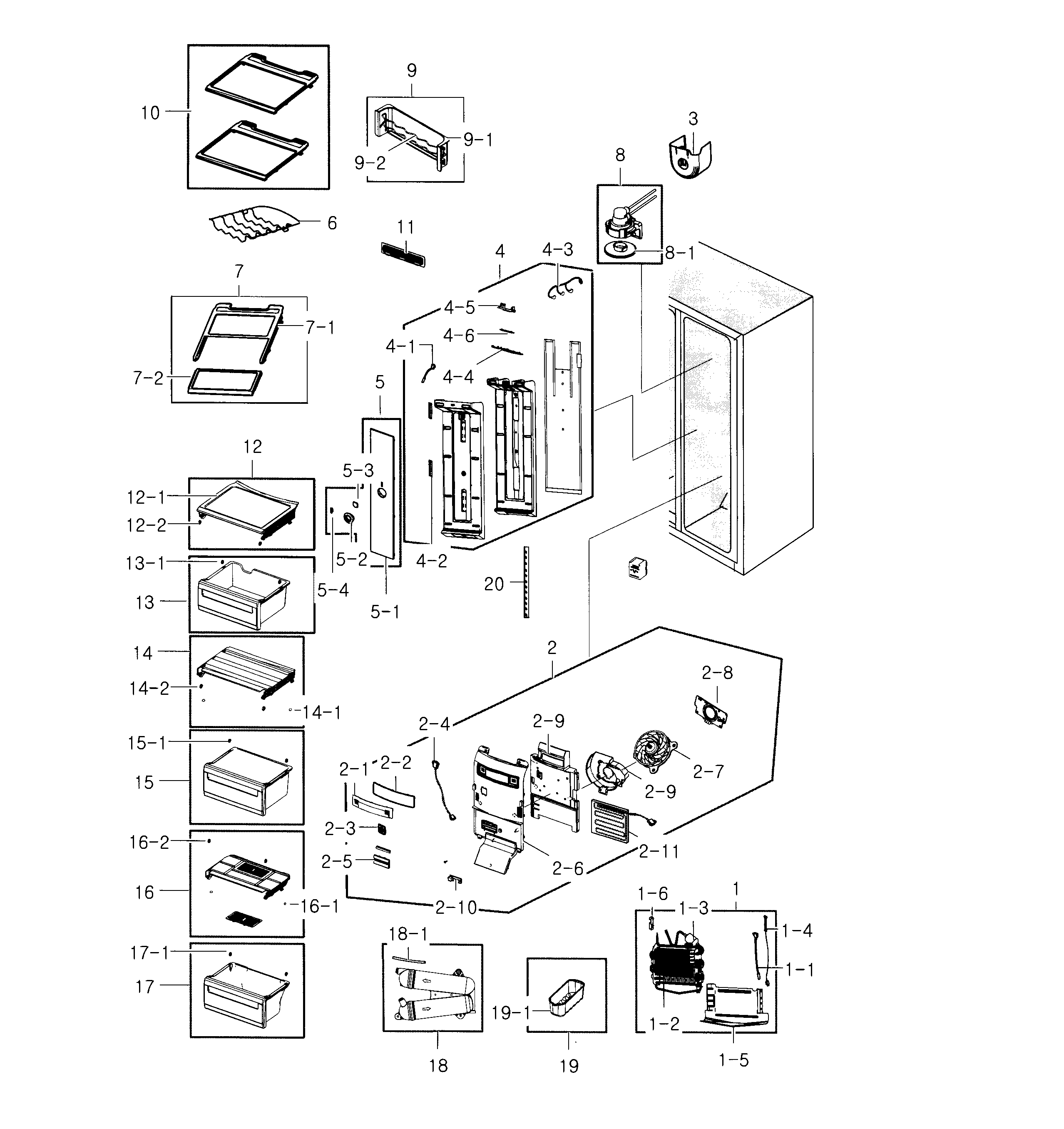 Samsung RS22HDHPNBC/AA-00 fridge diagram