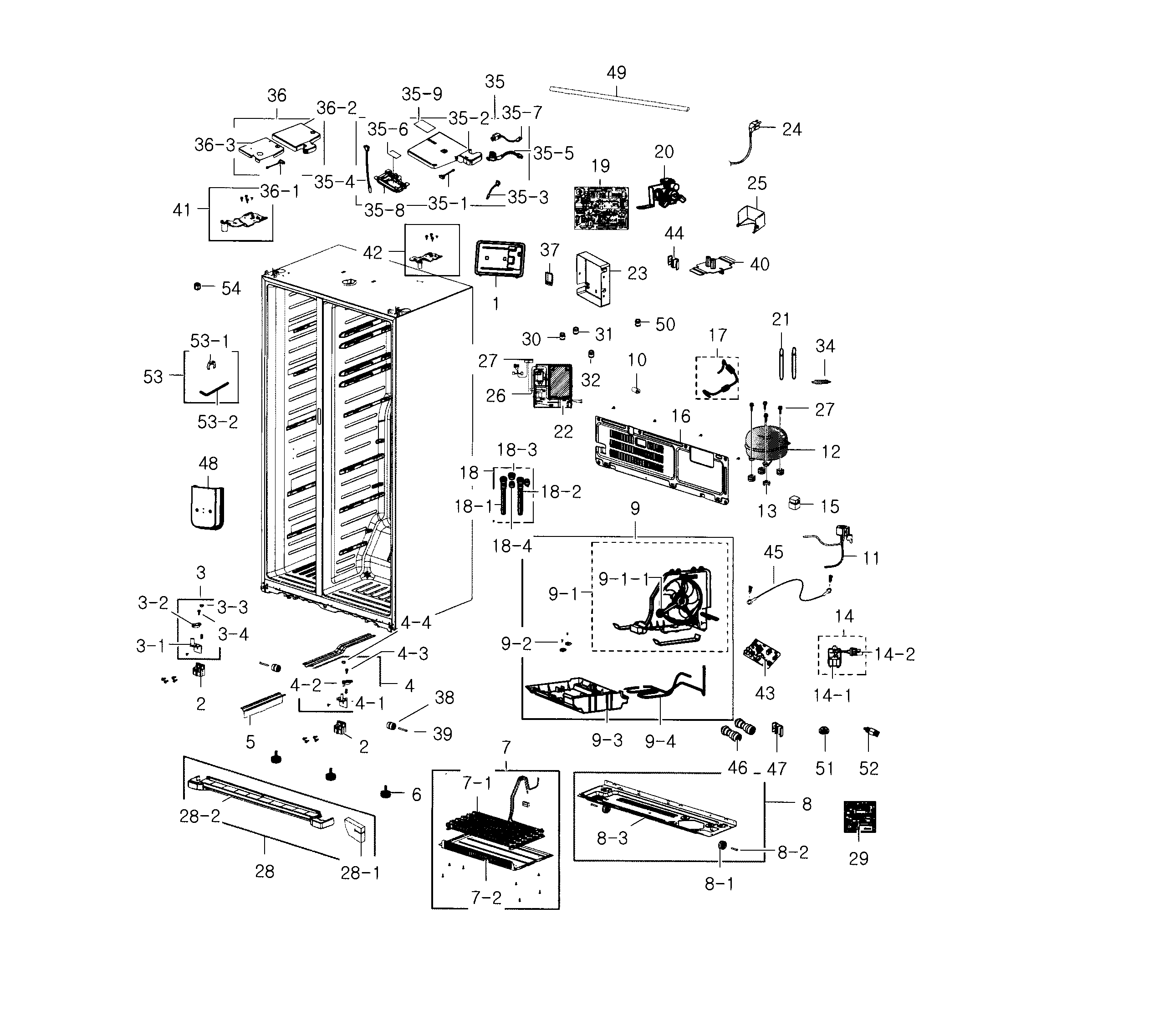 Samsung RS22HDHPNBC/AA-00 cabinet diagram