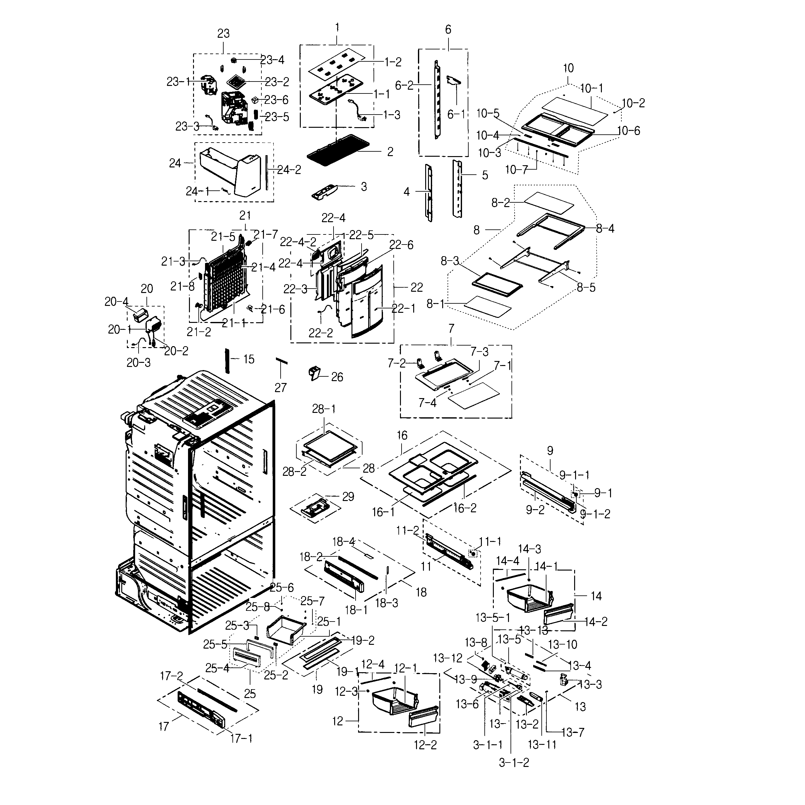 Samsung RF23HTEDBSR/AA-01 fridge diagram