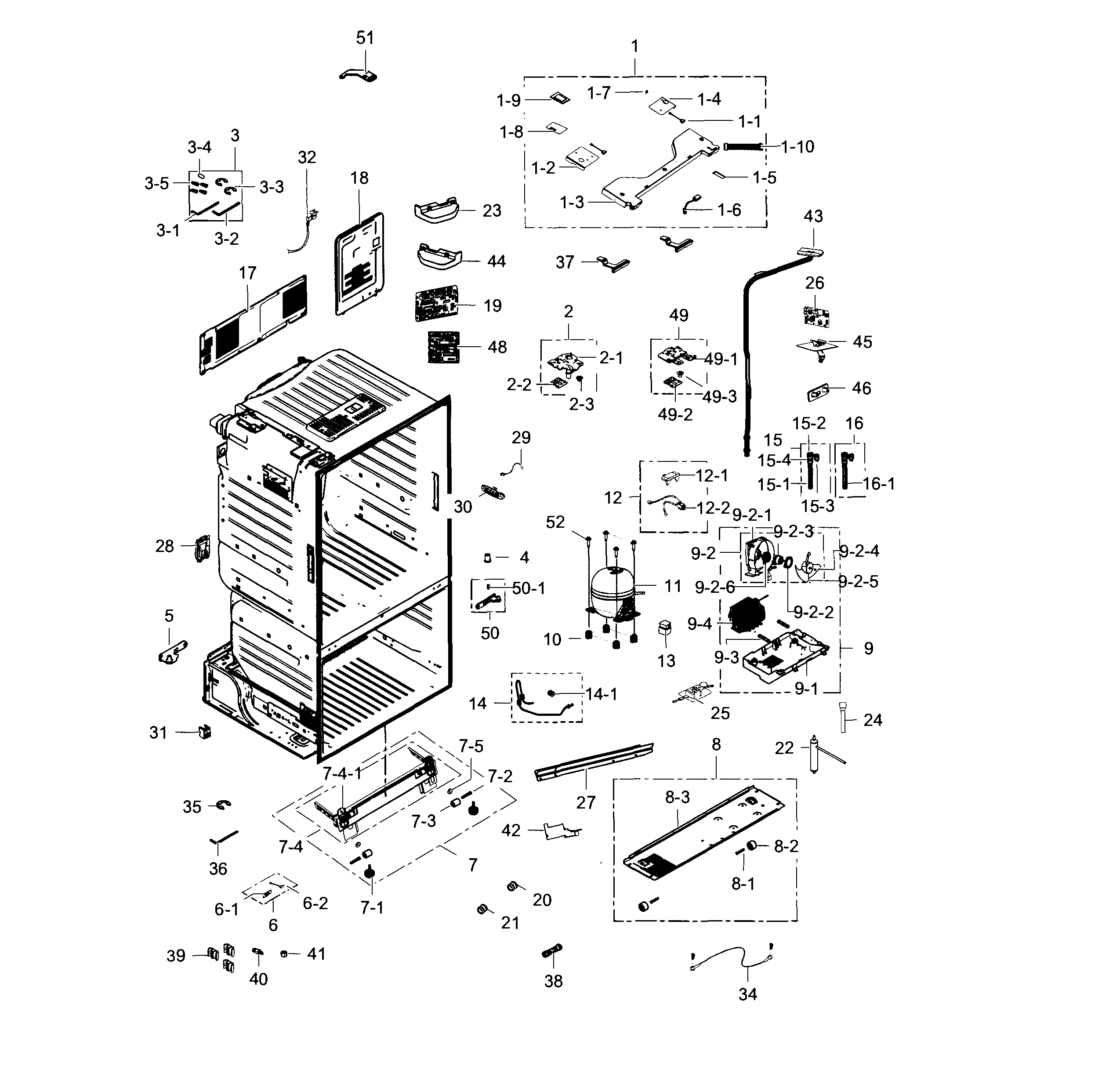Samsung RF23HTEDBSR/AA-01 cabinet diagram
