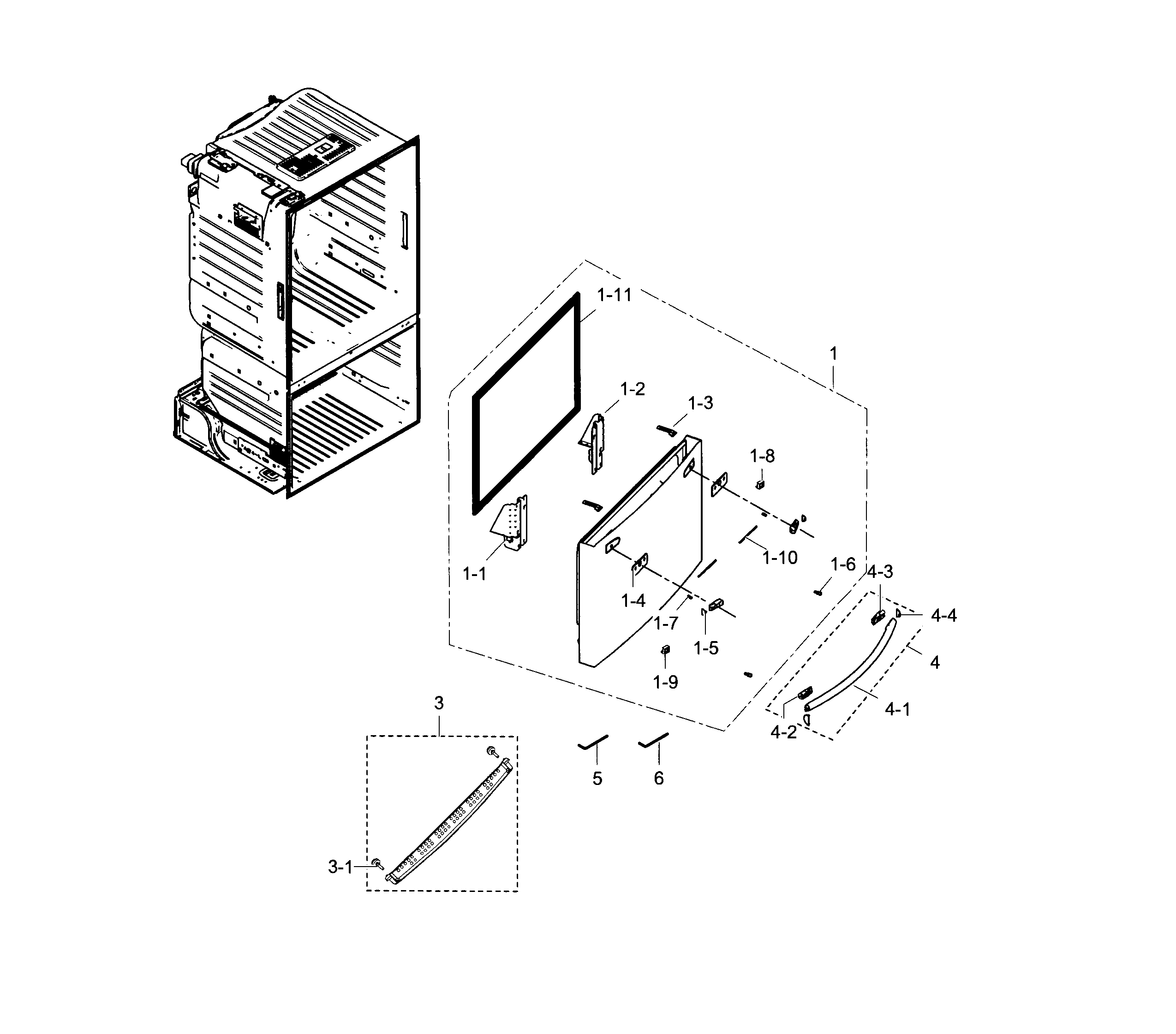 Samsung RF23HTEDBSR/AA-01 freezer door diagram
