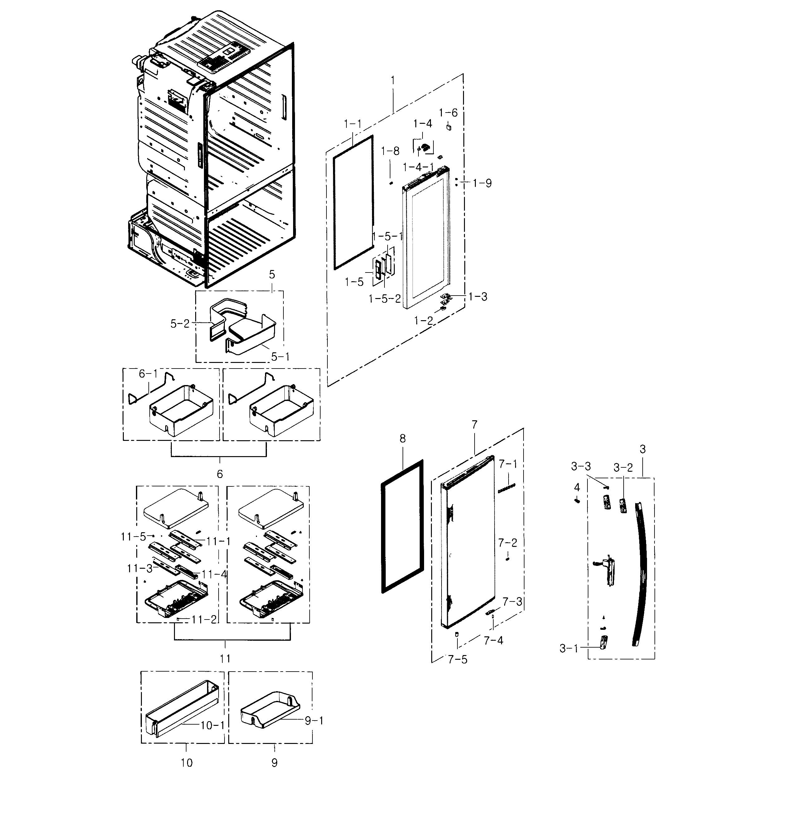 Samsung RF23HTEDBSR/AA-01 fridge door r diagram