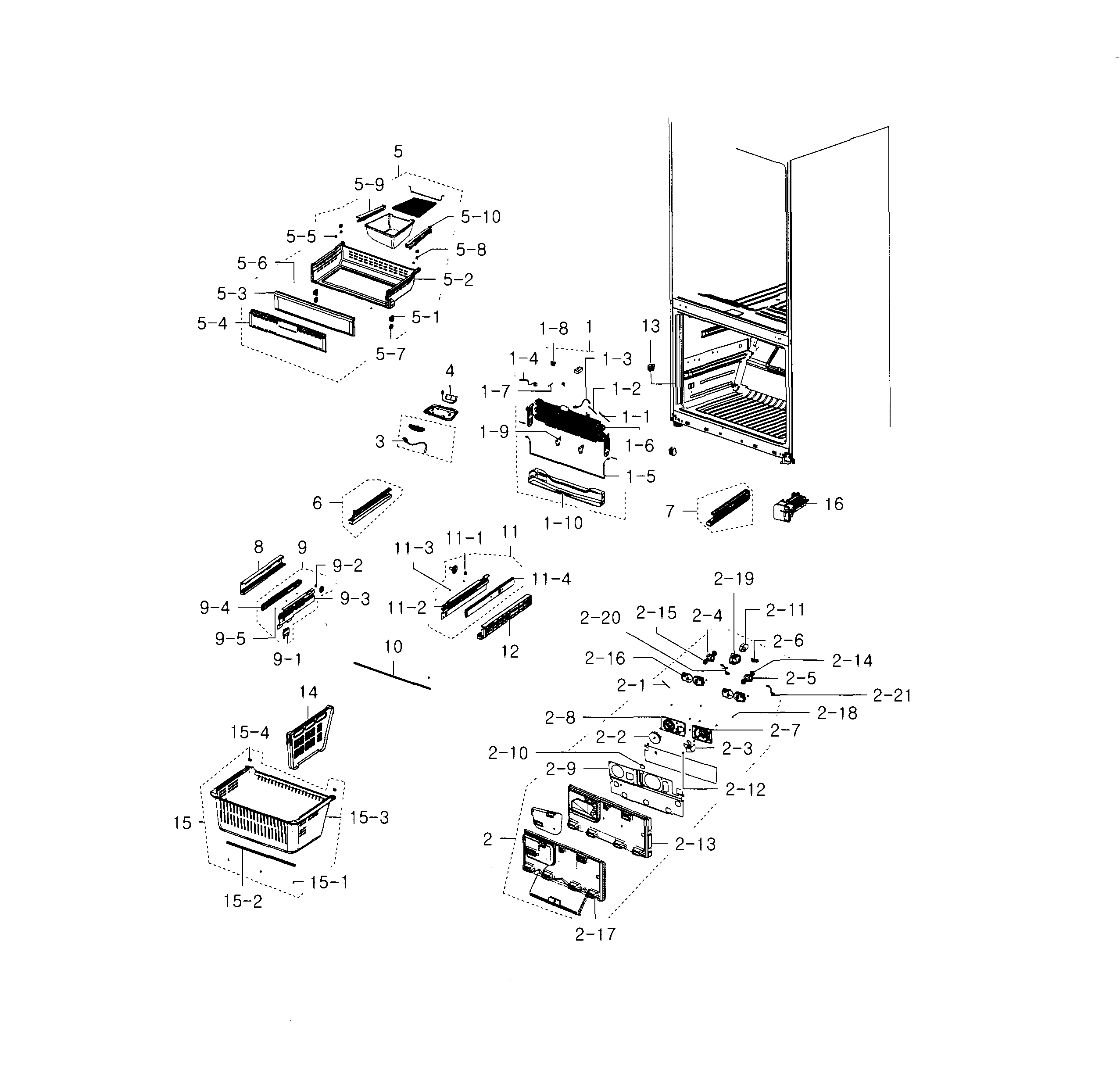 Samsung RFG237AABP/XAA-01 freezer diagram