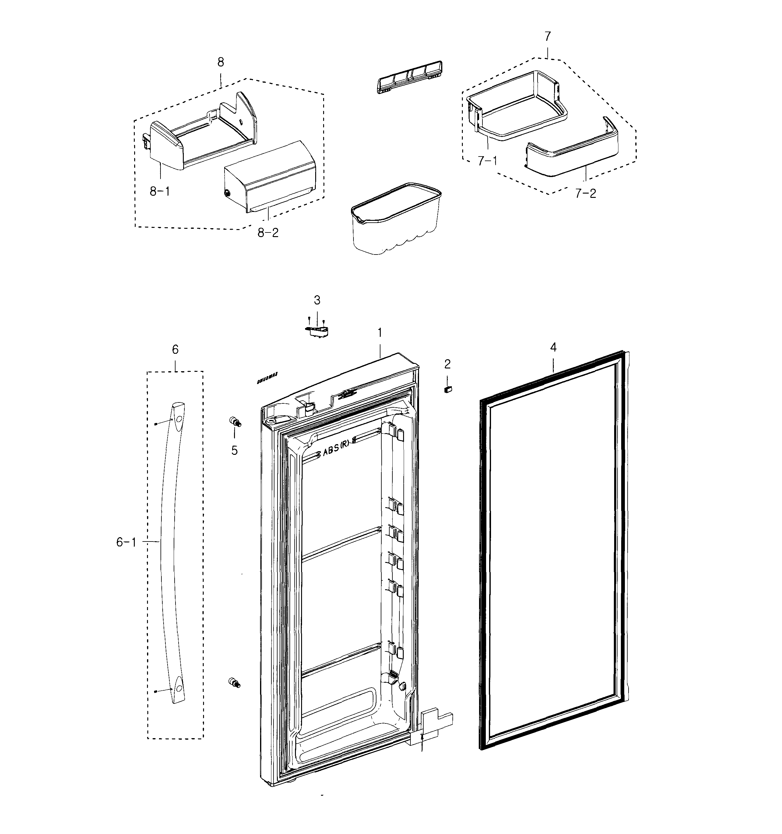 Samsung RFG237AABP/XAA-01 fridge door r diagram