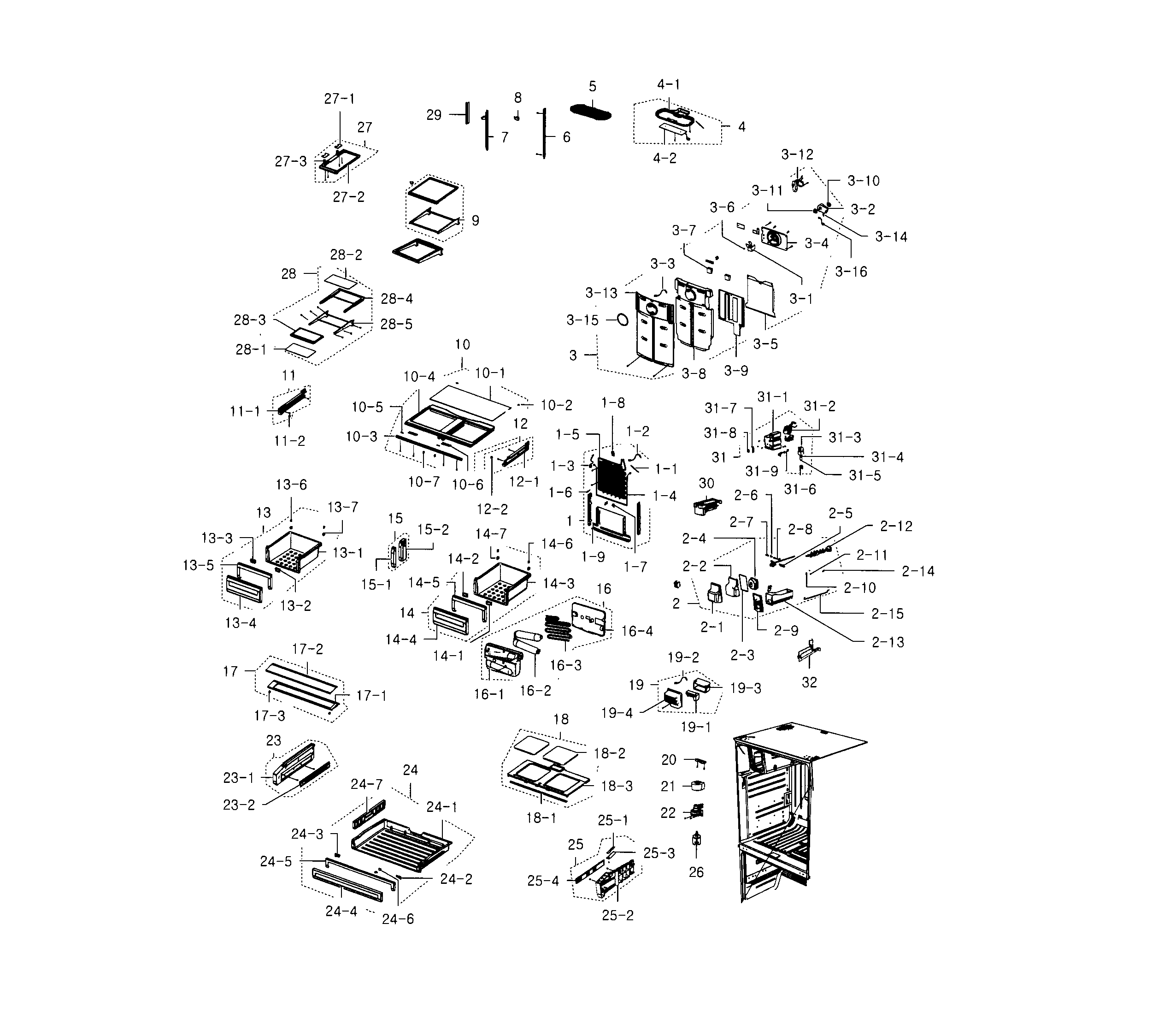 Samsung RFG237AABP/XAA-03 fridge diagram
