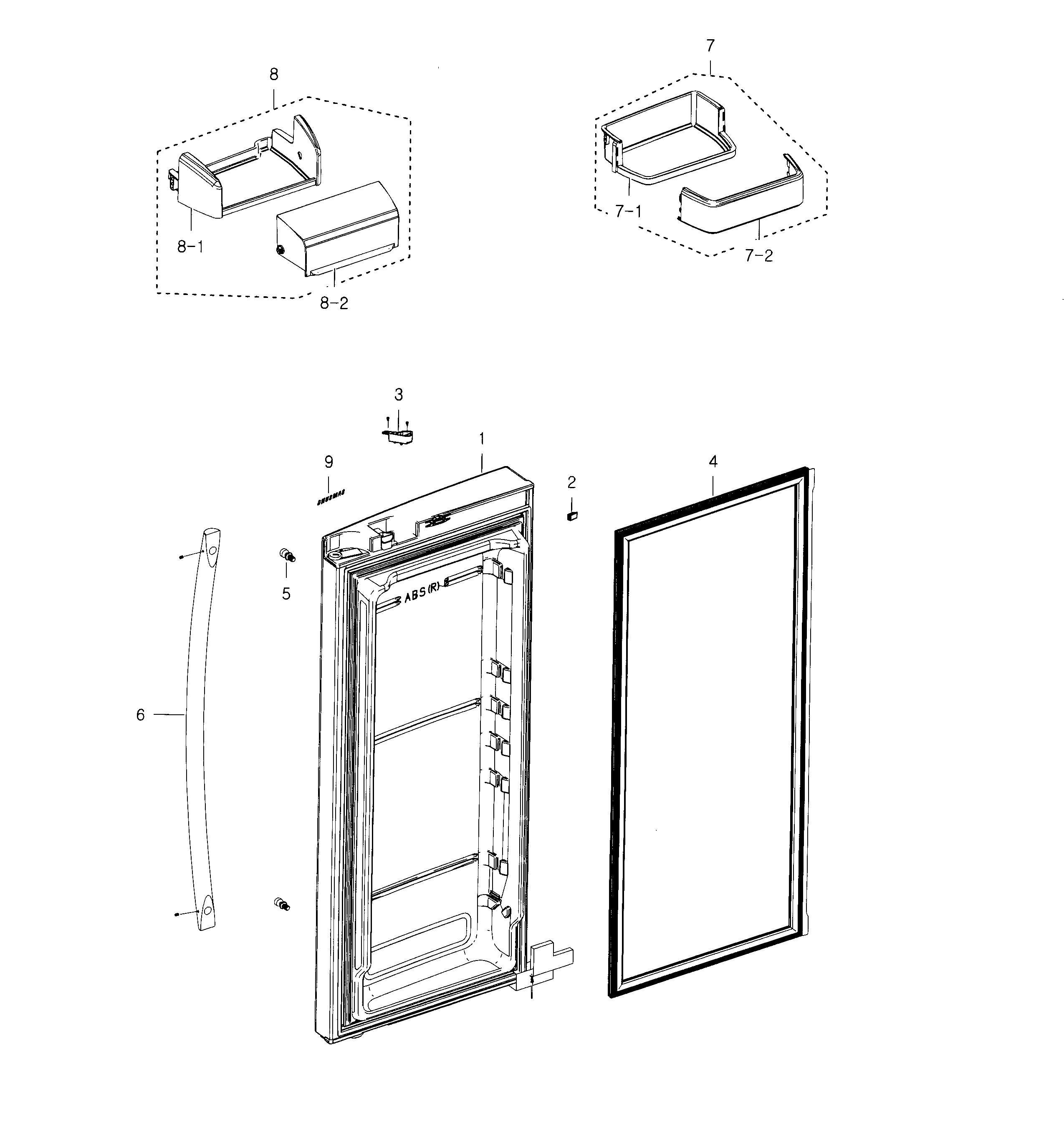 Samsung RFG237AABP/XAA-03 fridge door r diagram