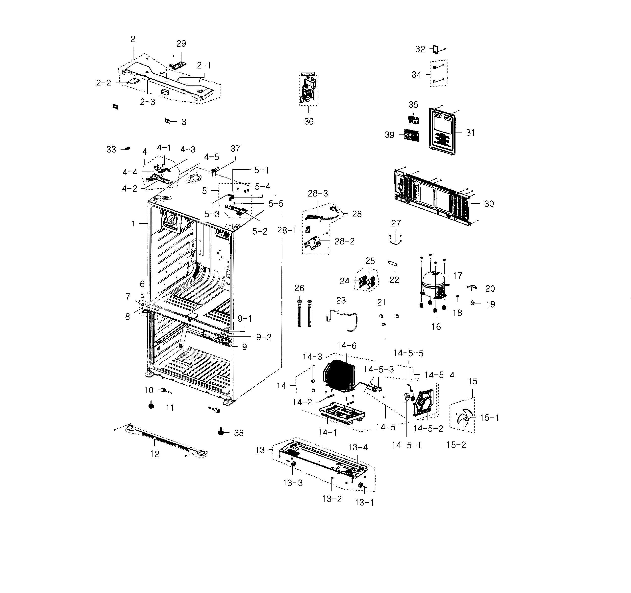 Samsung RFG237AABP/XAA-04 cabinet diagram