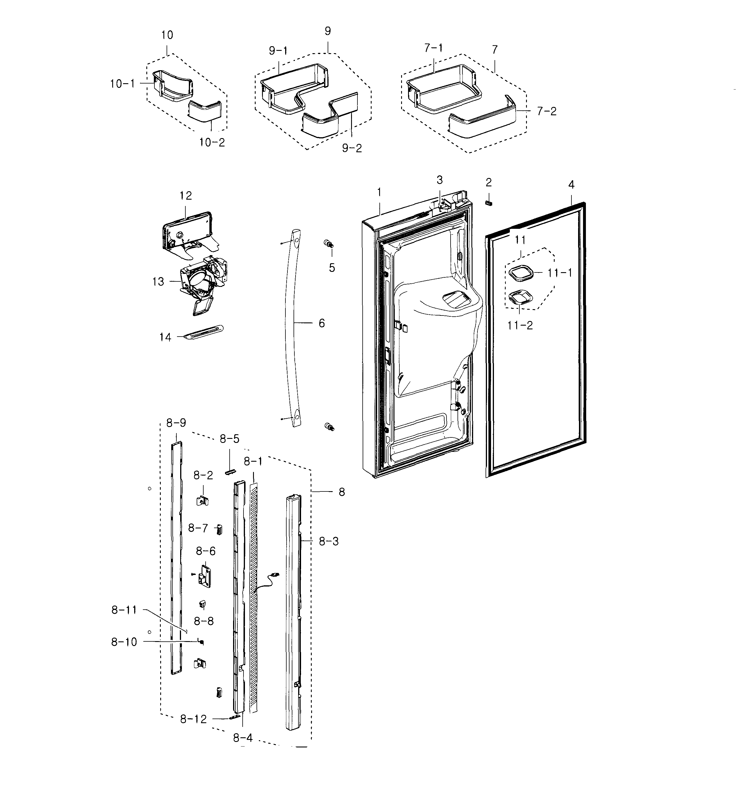 Samsung RFG237AABP/XAA-04 fridge door l diagram