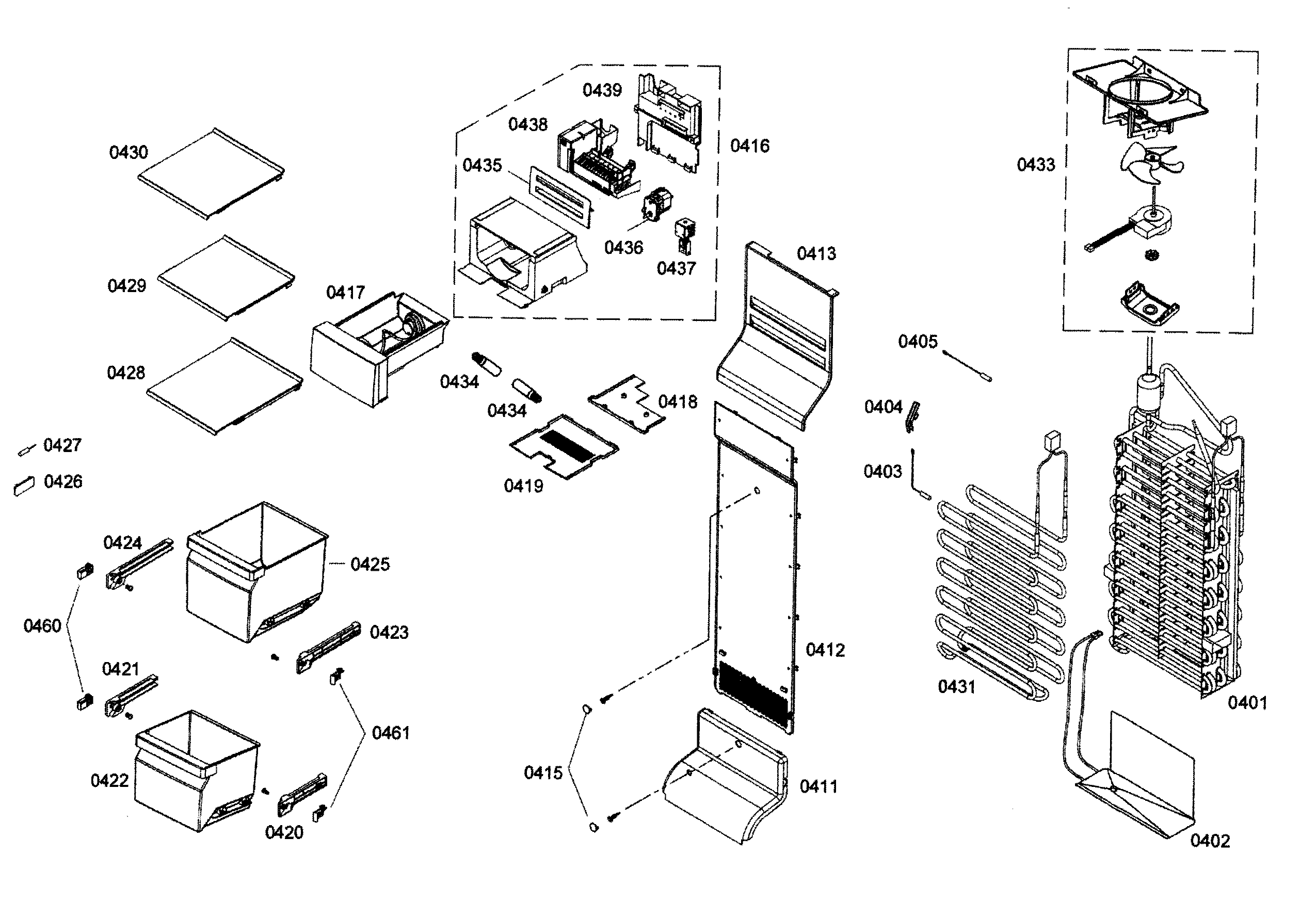 Bosch B22CS30SNS/02 freezer assy diagram