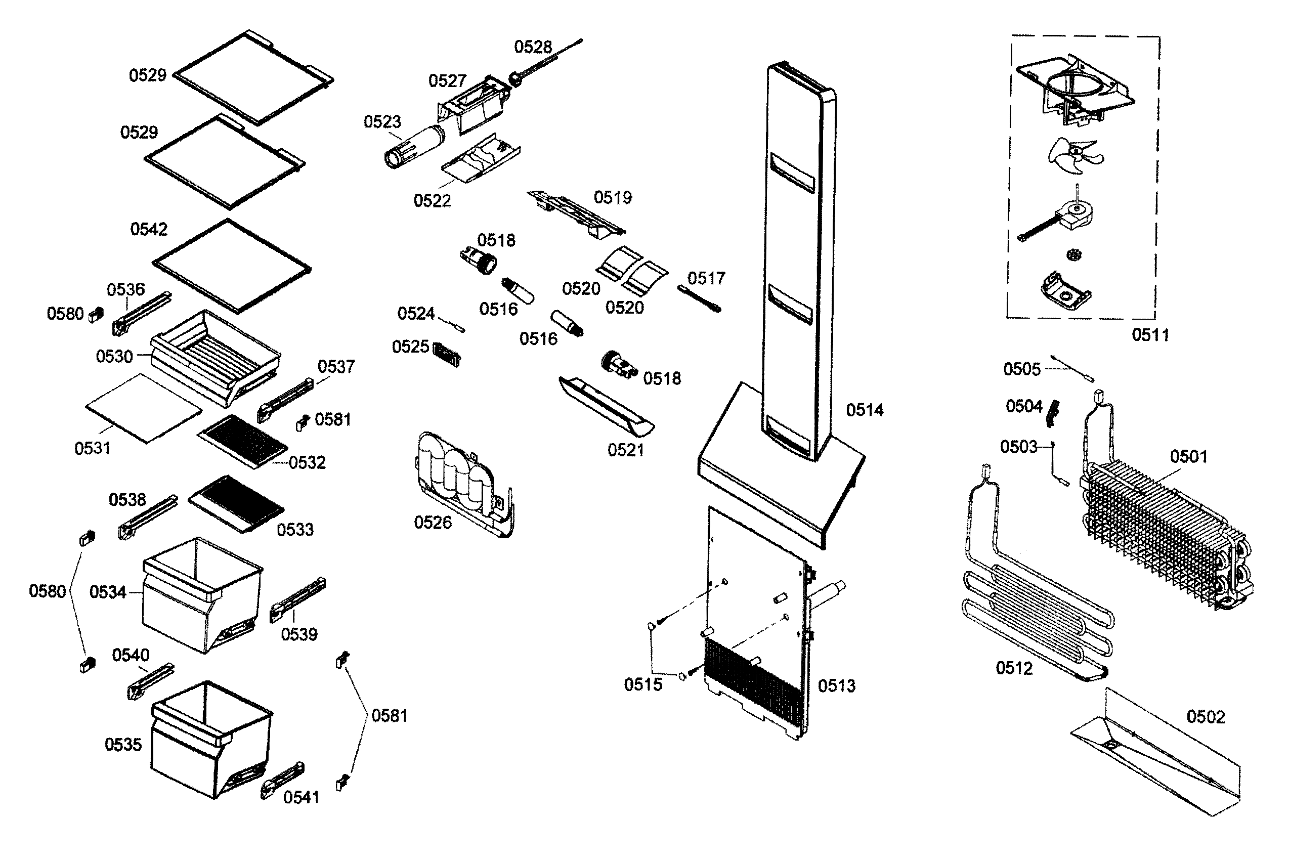 Bosch B22CS30SNS/02 refrigerator assy diagram